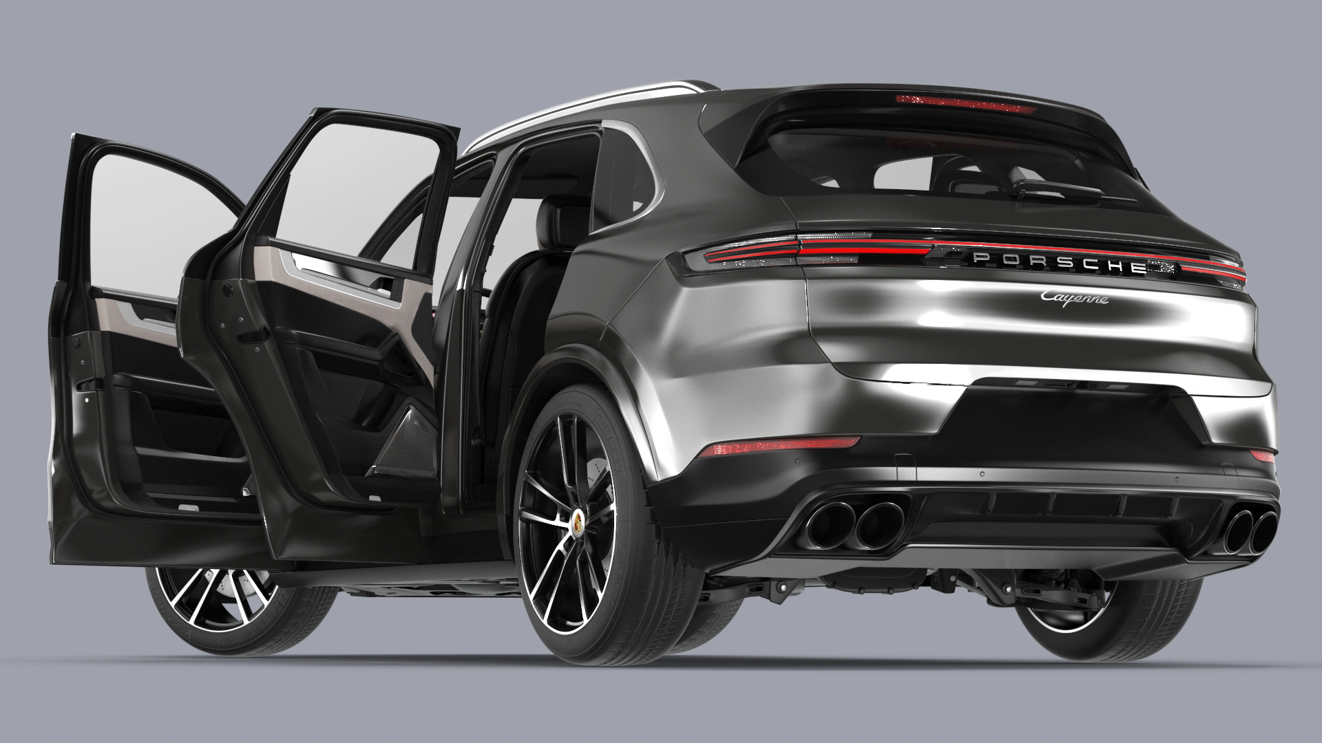 3D model 2024 Porsche Cayenne E-Hybrid Gray Rigged for Cinema 4D