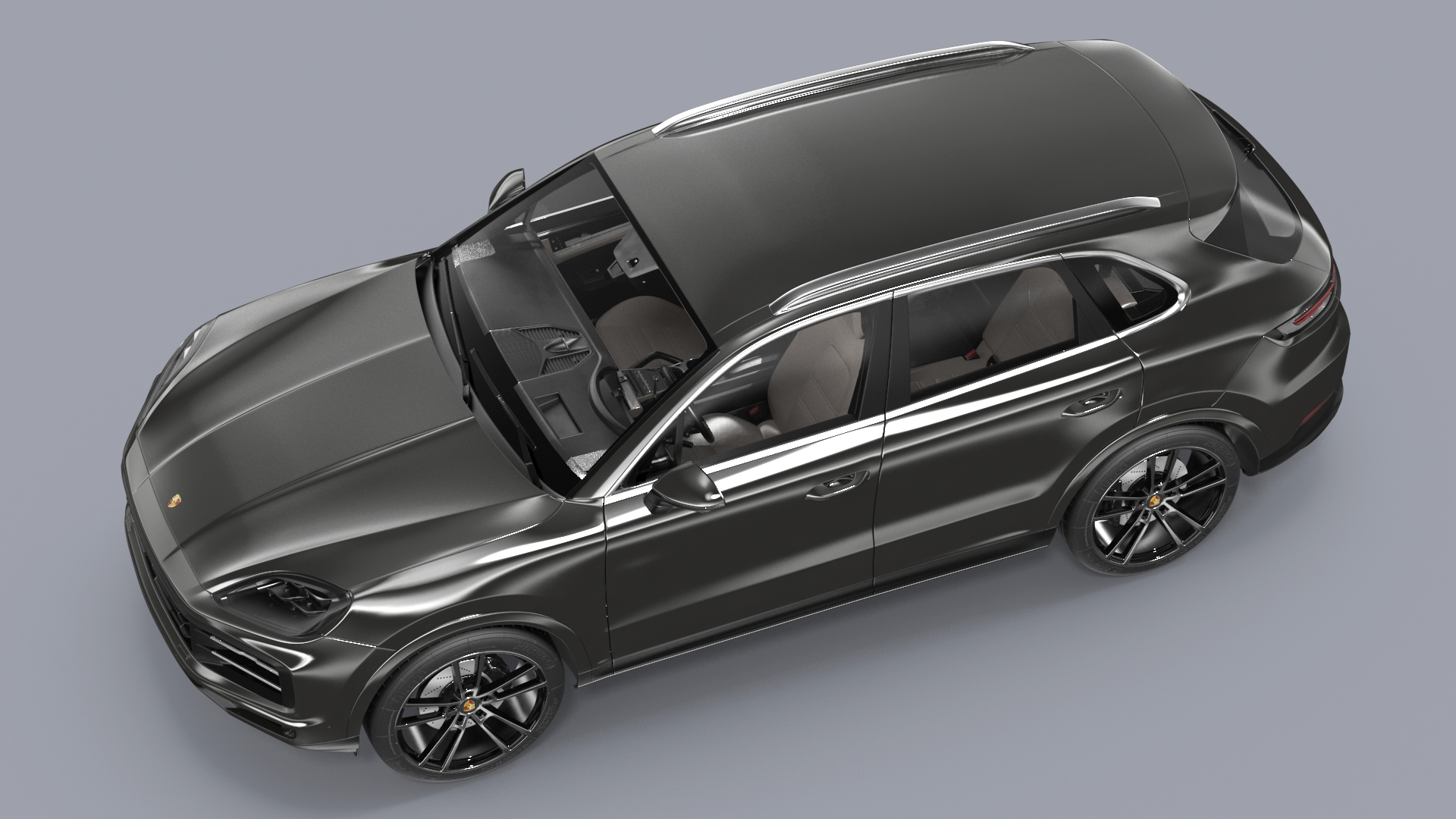 3D model 2024 Porsche Cayenne E-Hybrid Gray Rigged for Cinema 4D