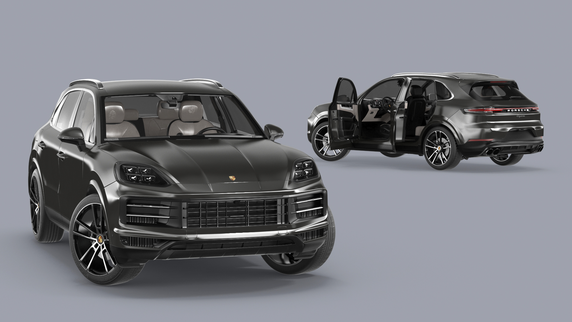 3D model 2024 Porsche Cayenne E-Hybrid Gray Rigged for Cinema 4D