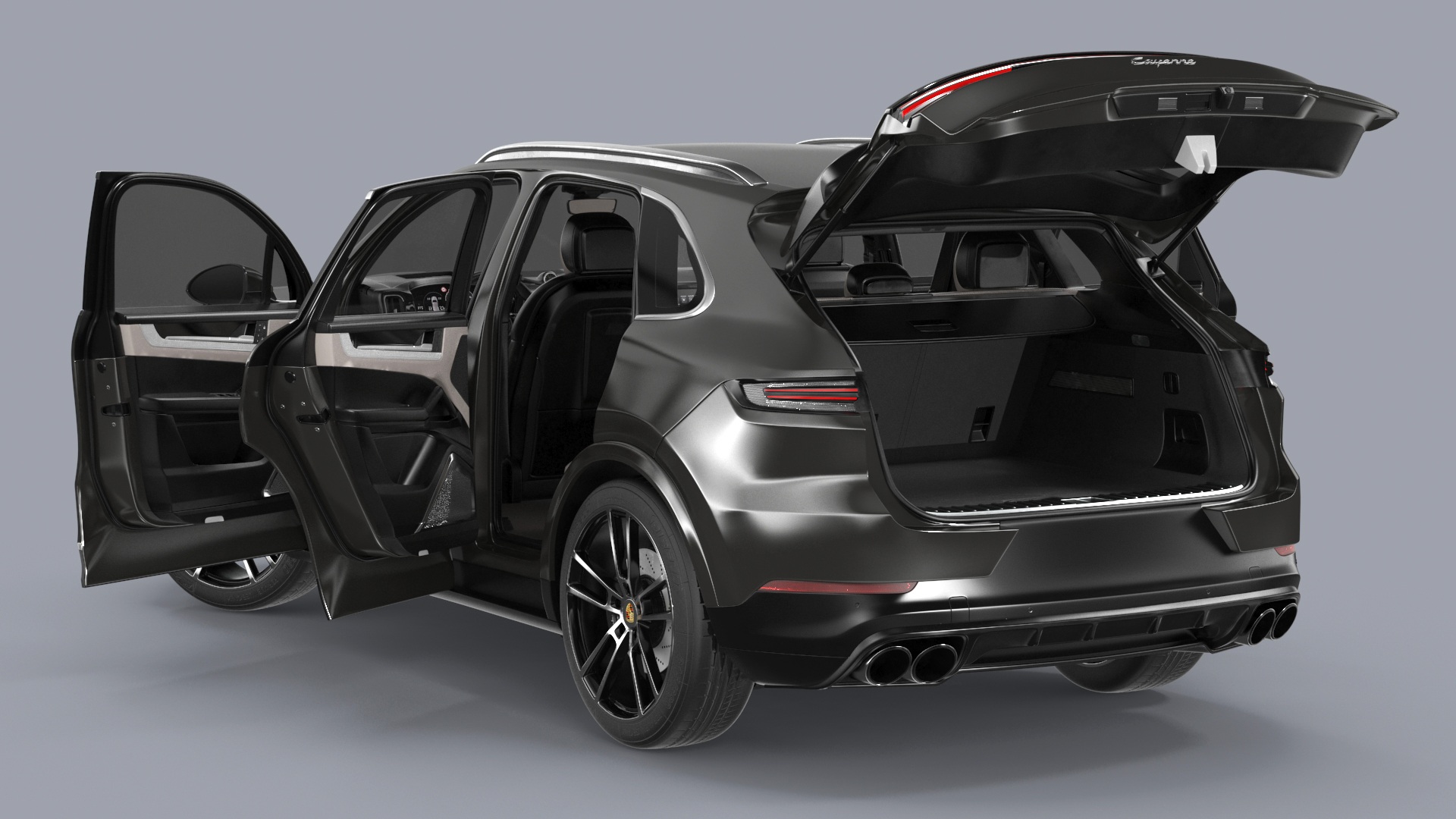3D model 2024 Porsche Cayenne E-Hybrid Gray Rigged for Cinema 4D