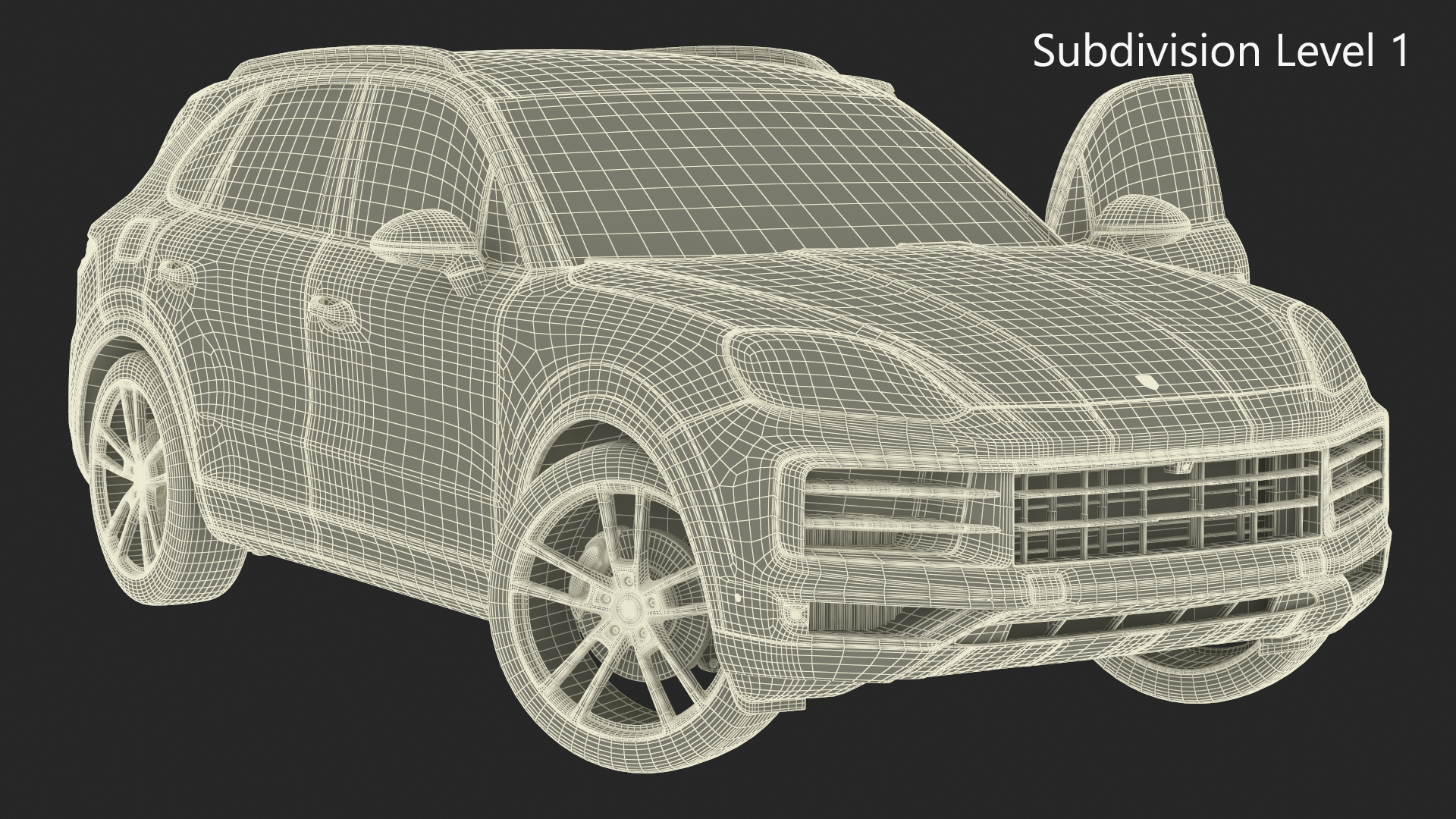 3D model 2024 Porsche Cayenne E-Hybrid Gray Rigged for Cinema 4D