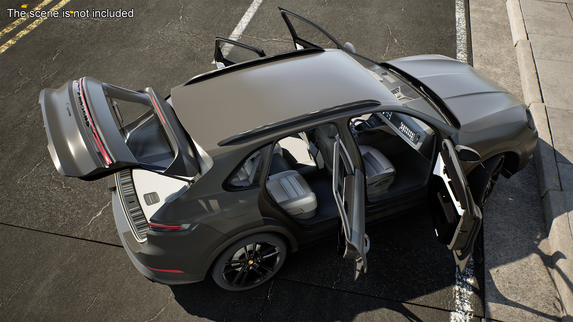3D model 2024 Porsche Cayenne E-Hybrid Gray Rigged for Cinema 4D