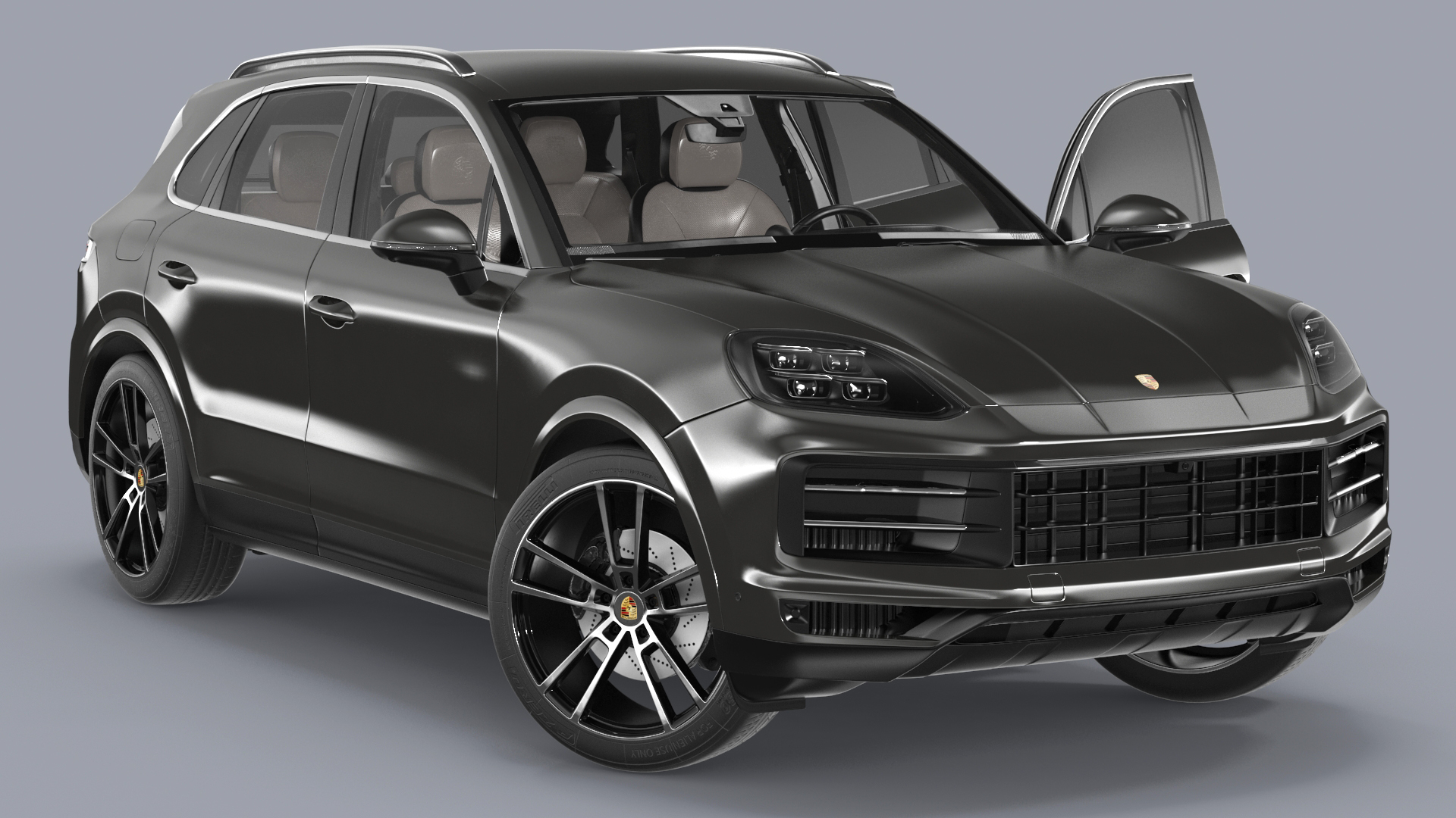 3D model 2024 Porsche Cayenne E-Hybrid Gray Rigged for Cinema 4D