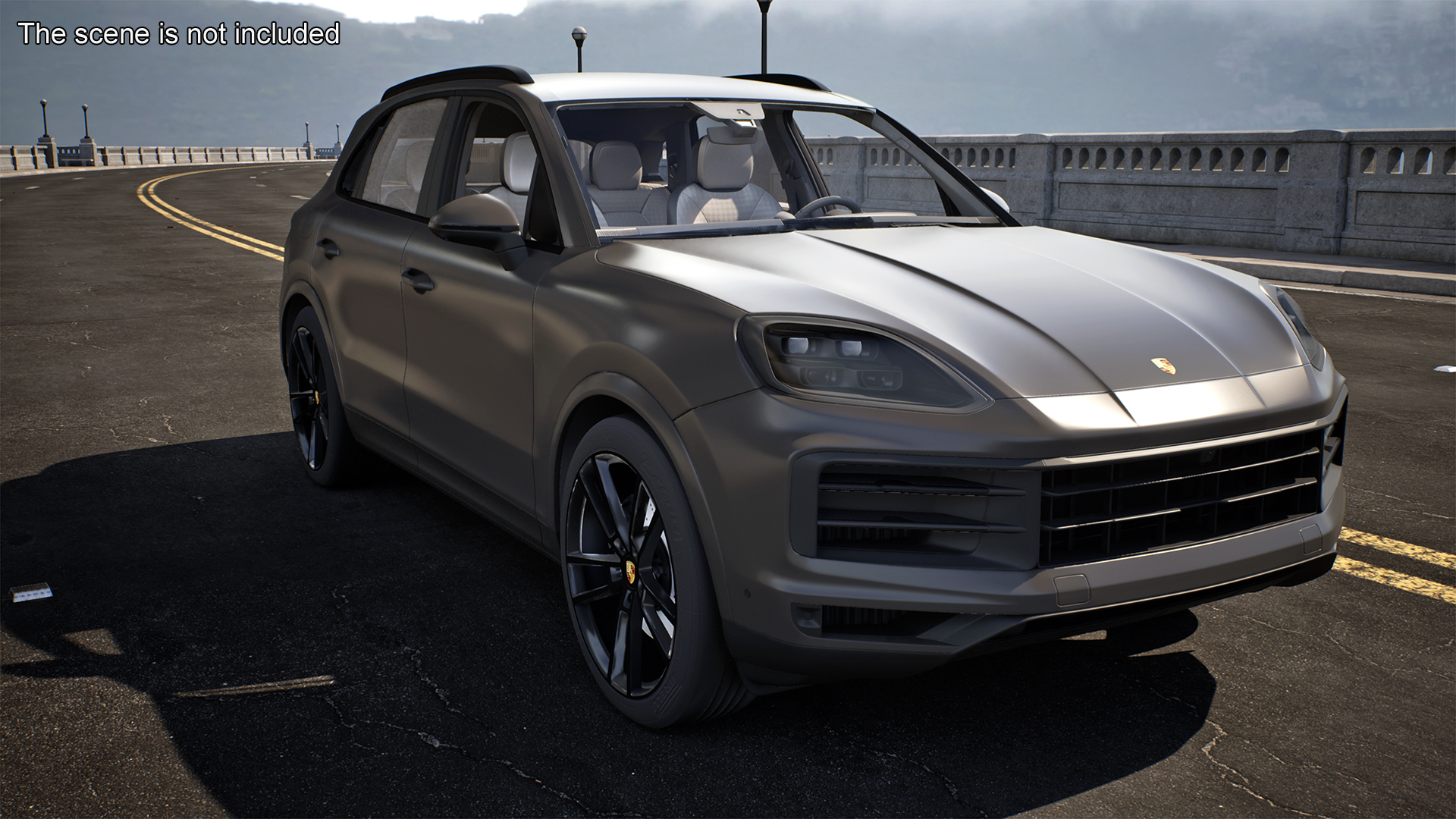 3D model 2024 Porsche Cayenne E-Hybrid Gray Rigged for Cinema 4D