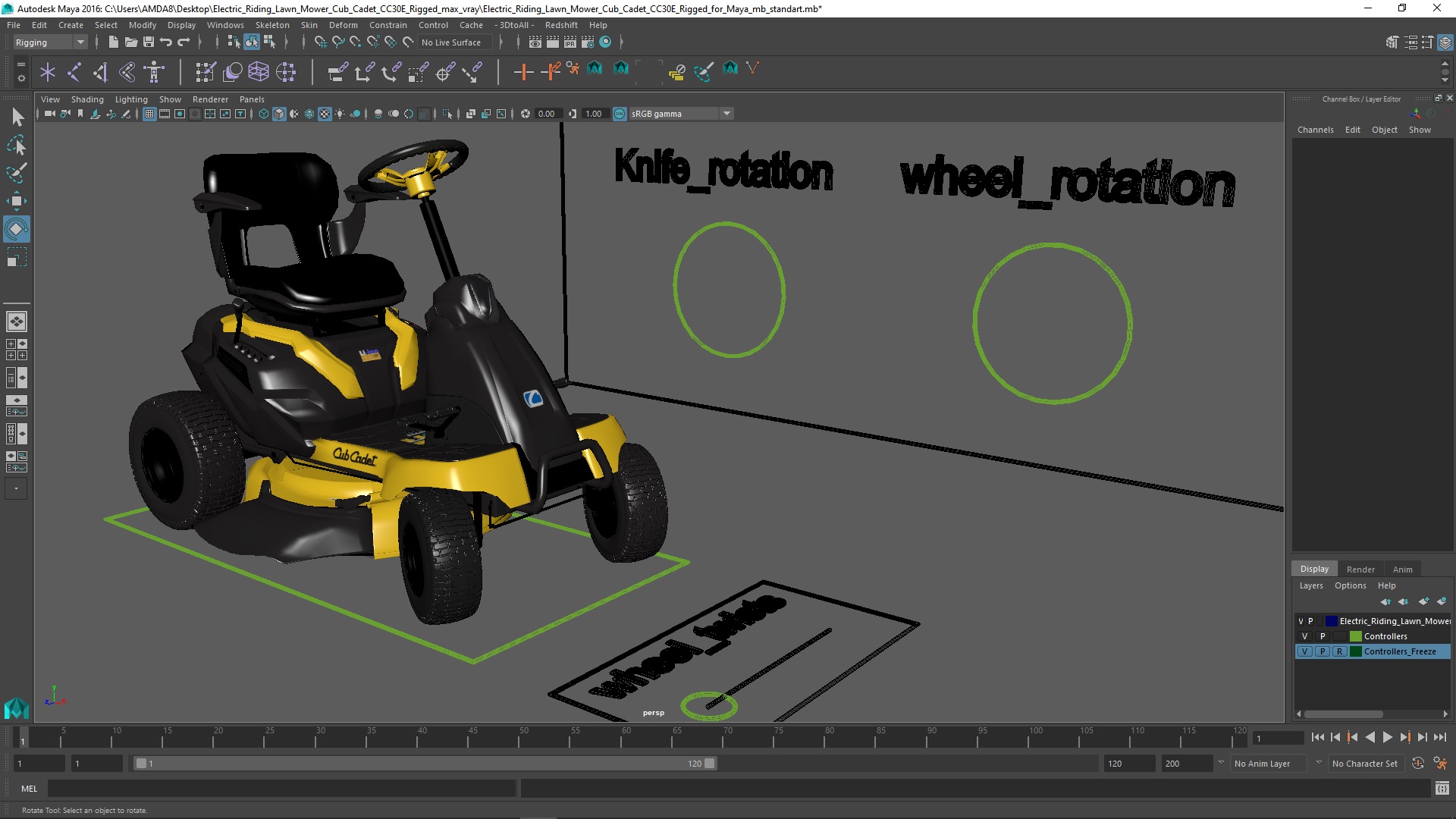 3D Electric Riding Lawn Mower Cub Cadet CC30E Rigged for Maya model