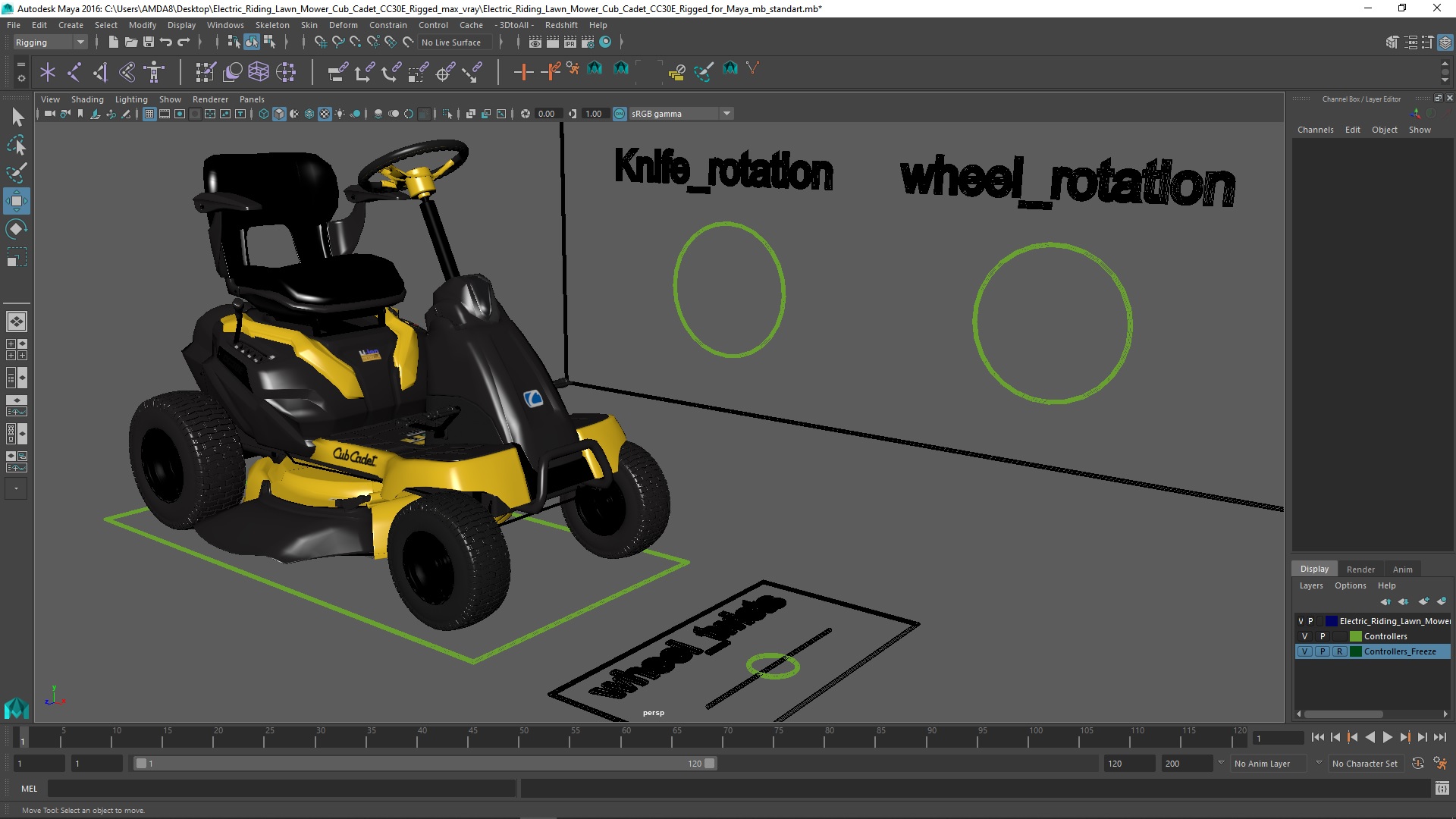 3D Electric Riding Lawn Mower Cub Cadet CC30E Rigged for Maya model