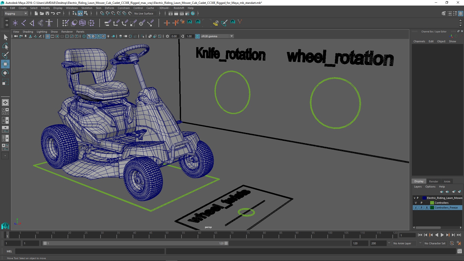 3D Electric Riding Lawn Mower Cub Cadet CC30E Rigged for Maya model