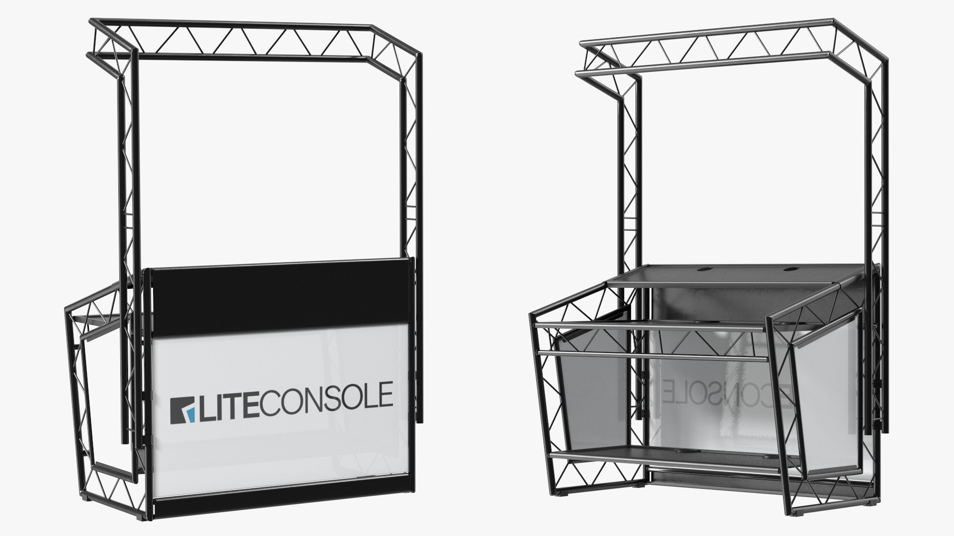 3D model Lite Console Black Mobile DJ Stand Booth Desk