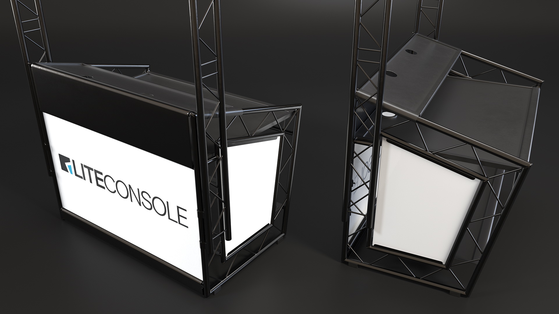 3D model Lite Console Black Mobile DJ Stand Booth Desk