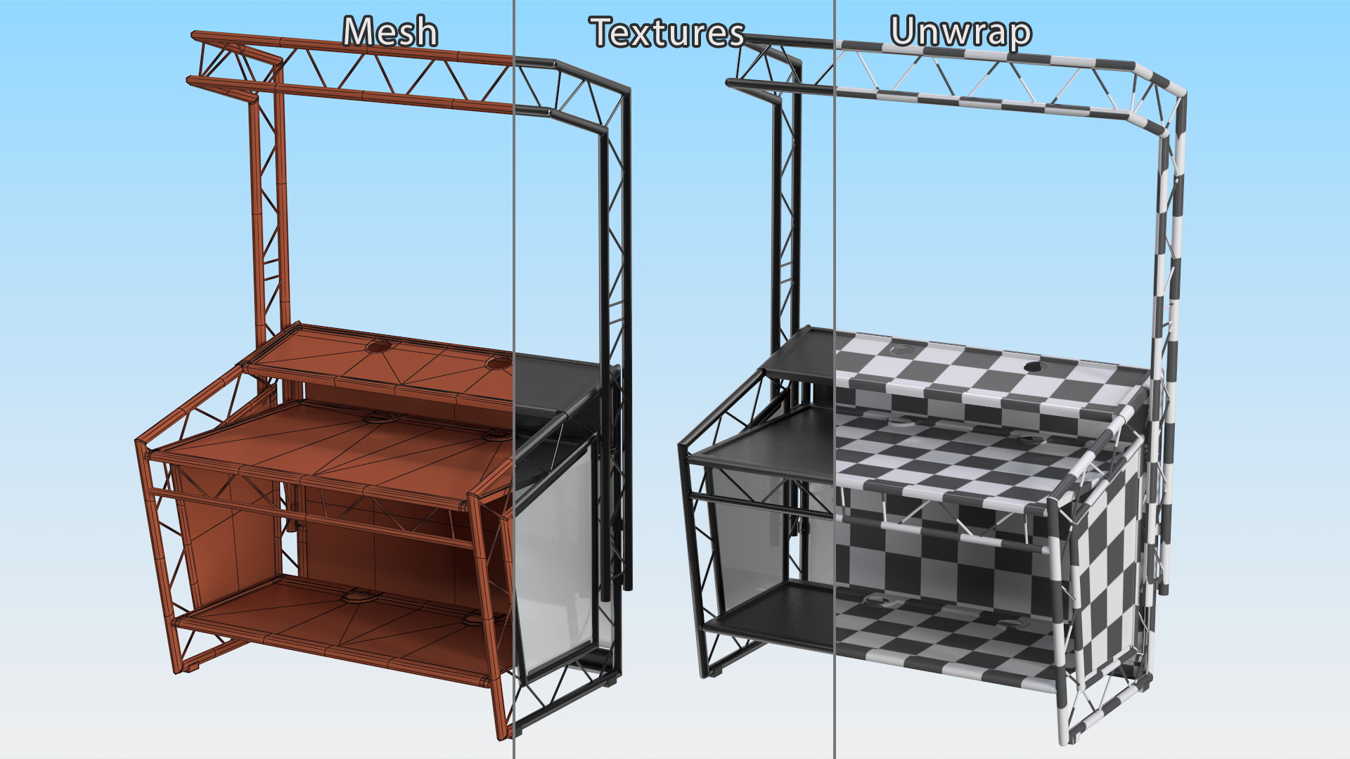 3D model Lite Console Black Mobile DJ Stand Booth Desk
