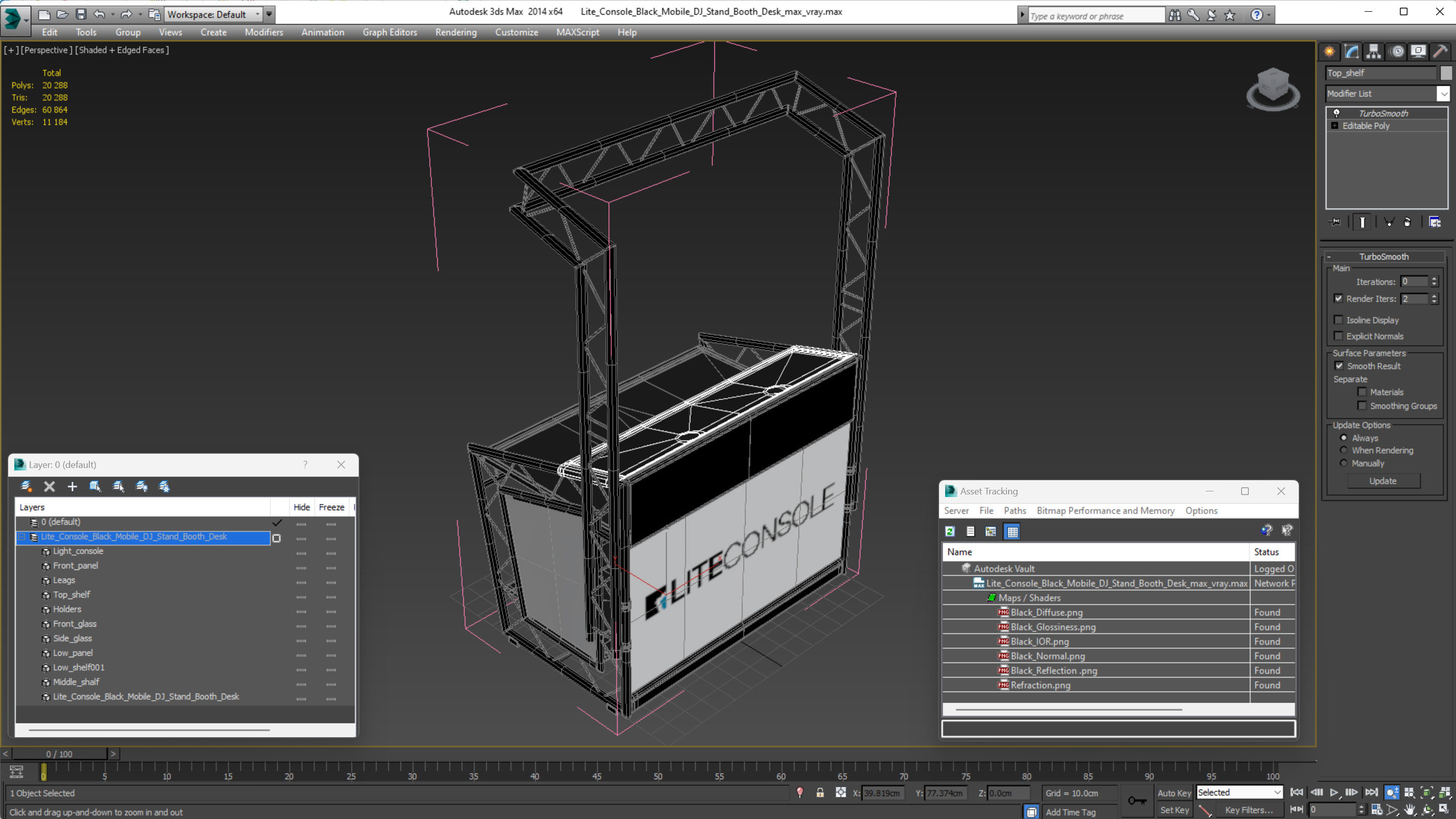 3D model Lite Console Black Mobile DJ Stand Booth Desk