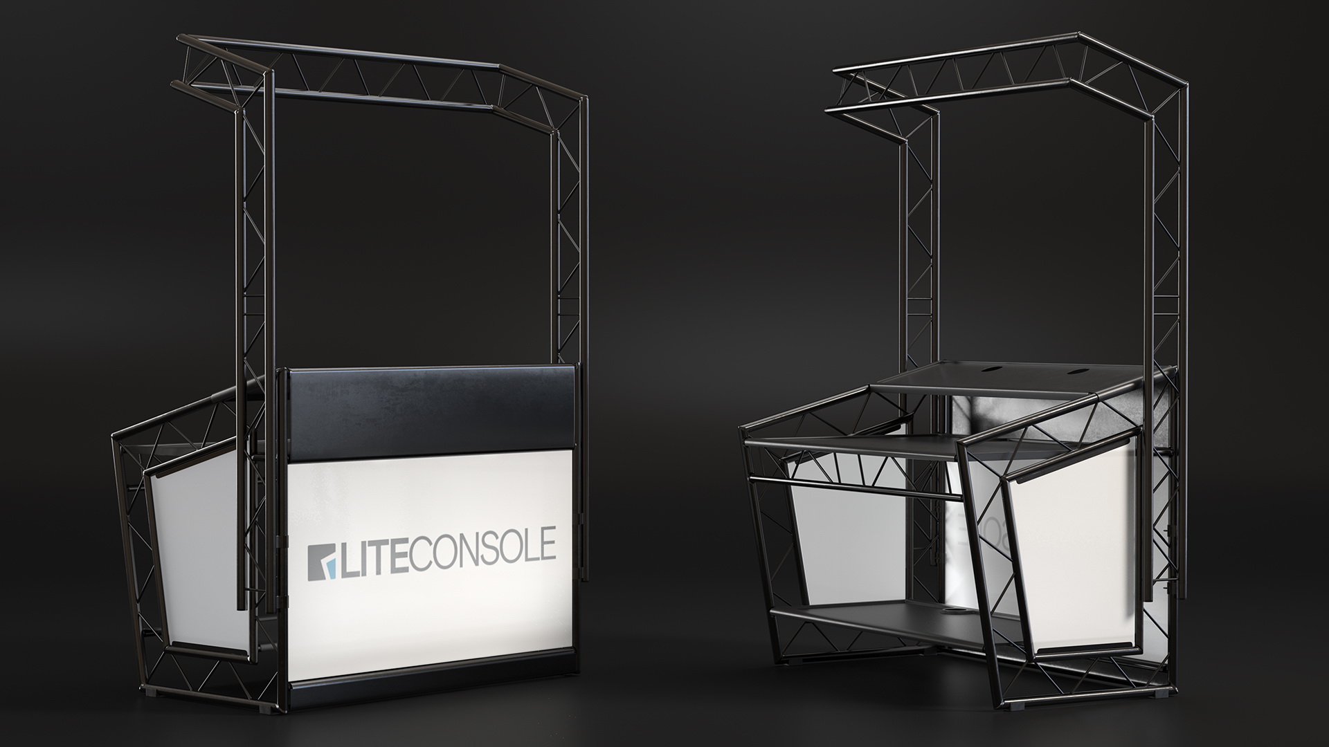 3D model Lite Console Black Mobile DJ Stand Booth Desk