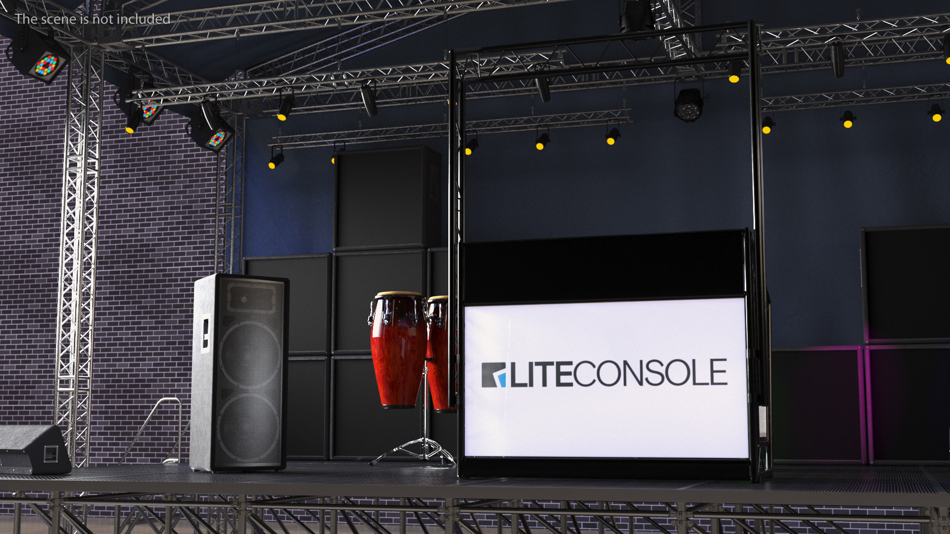 3D model Lite Console Black Mobile DJ Stand Booth Desk