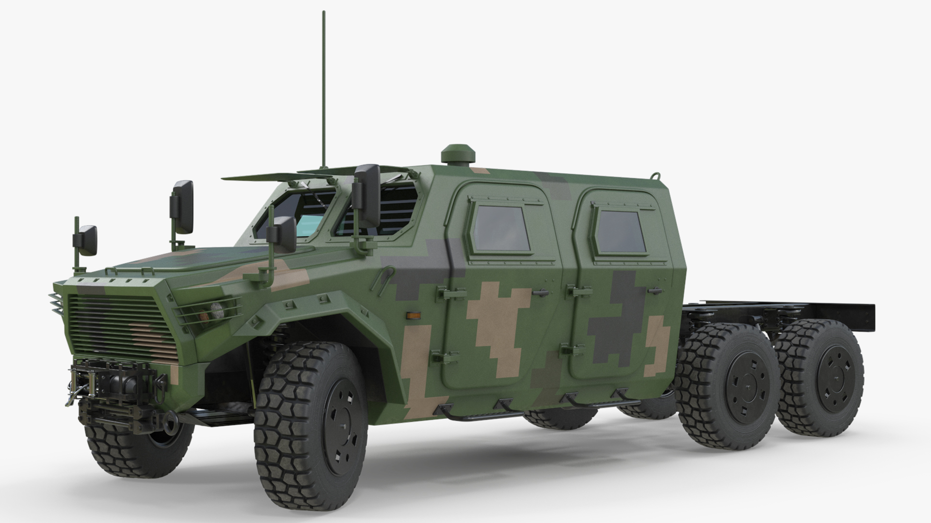 Military Chassis Truck with Bare Frame Pixel Rigged - view 5