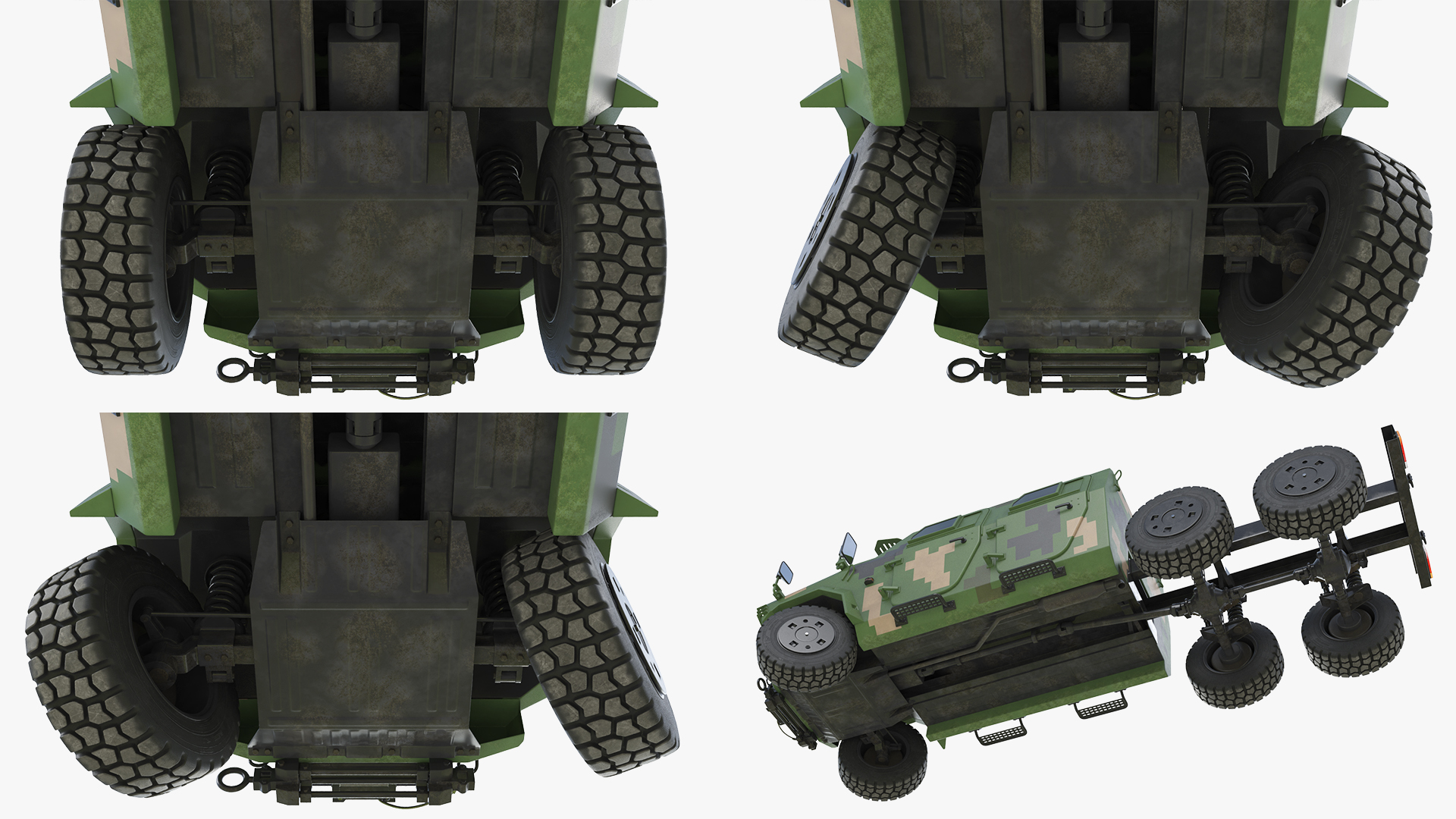 Military Chassis Truck with Bare Frame Pixel Rigged - view 8