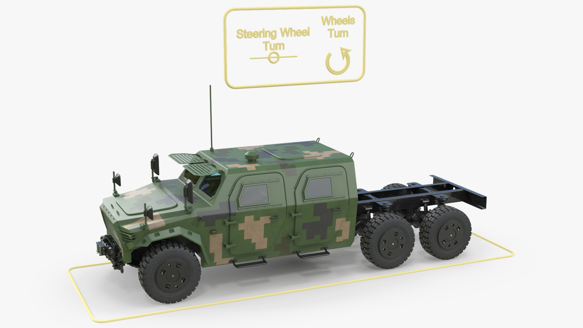Military Chassis Truck with Bare Frame Pixel Rigged - view 2