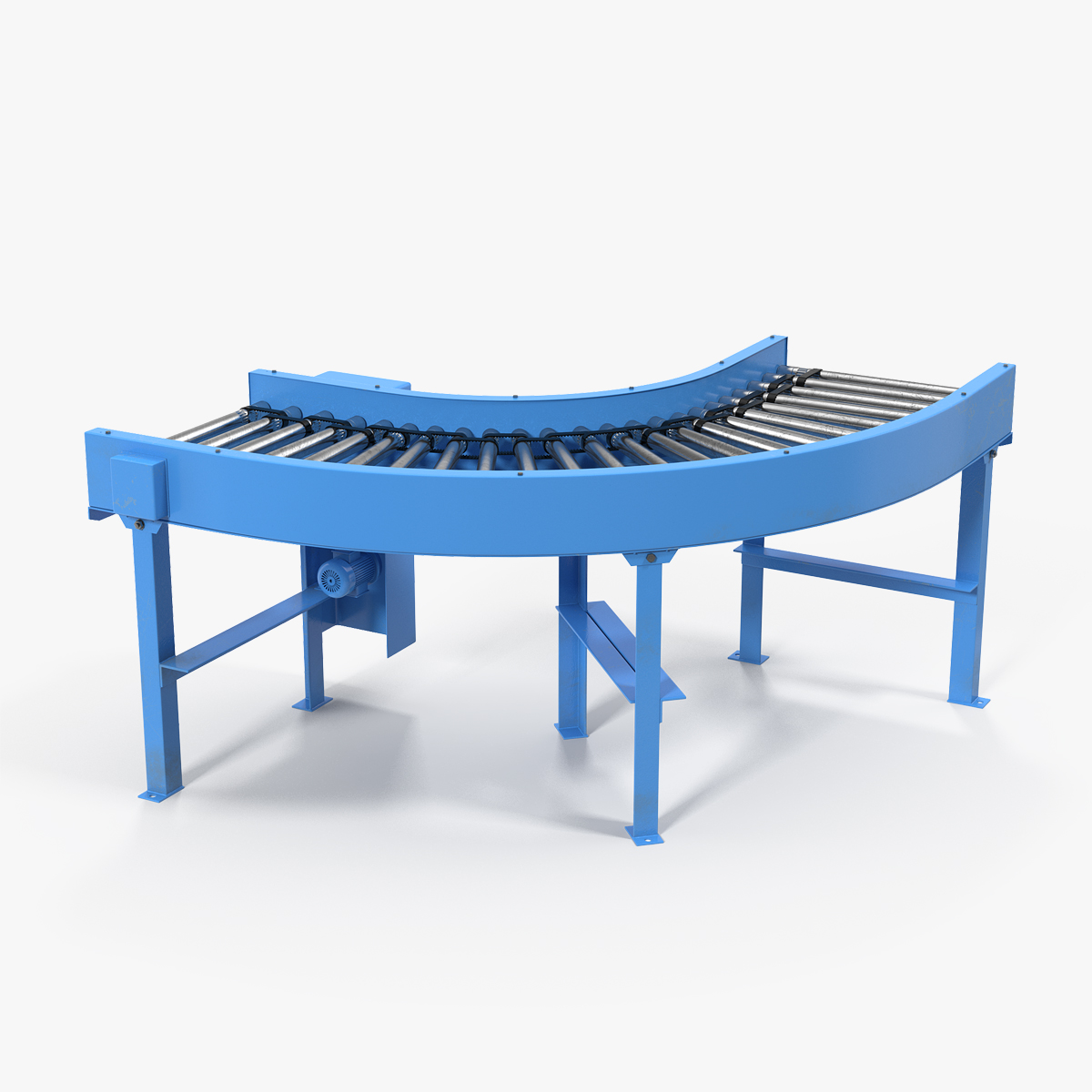 Curved Roller Conveyor 3D Model, view 3