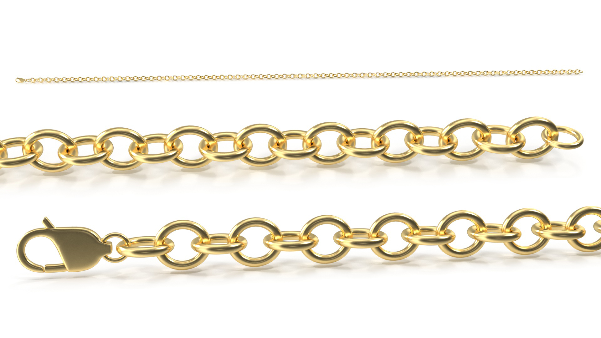 3D Golden Cable Chain model