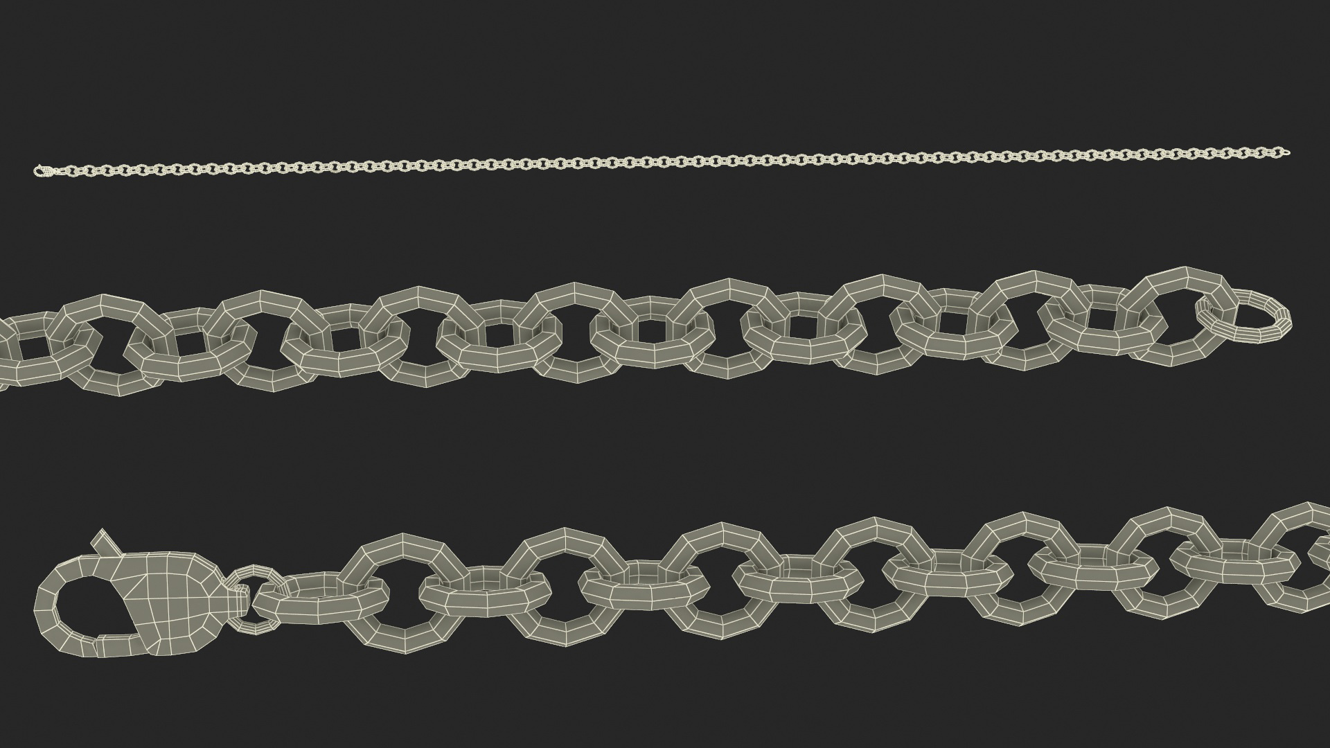 3D Golden Cable Chain model