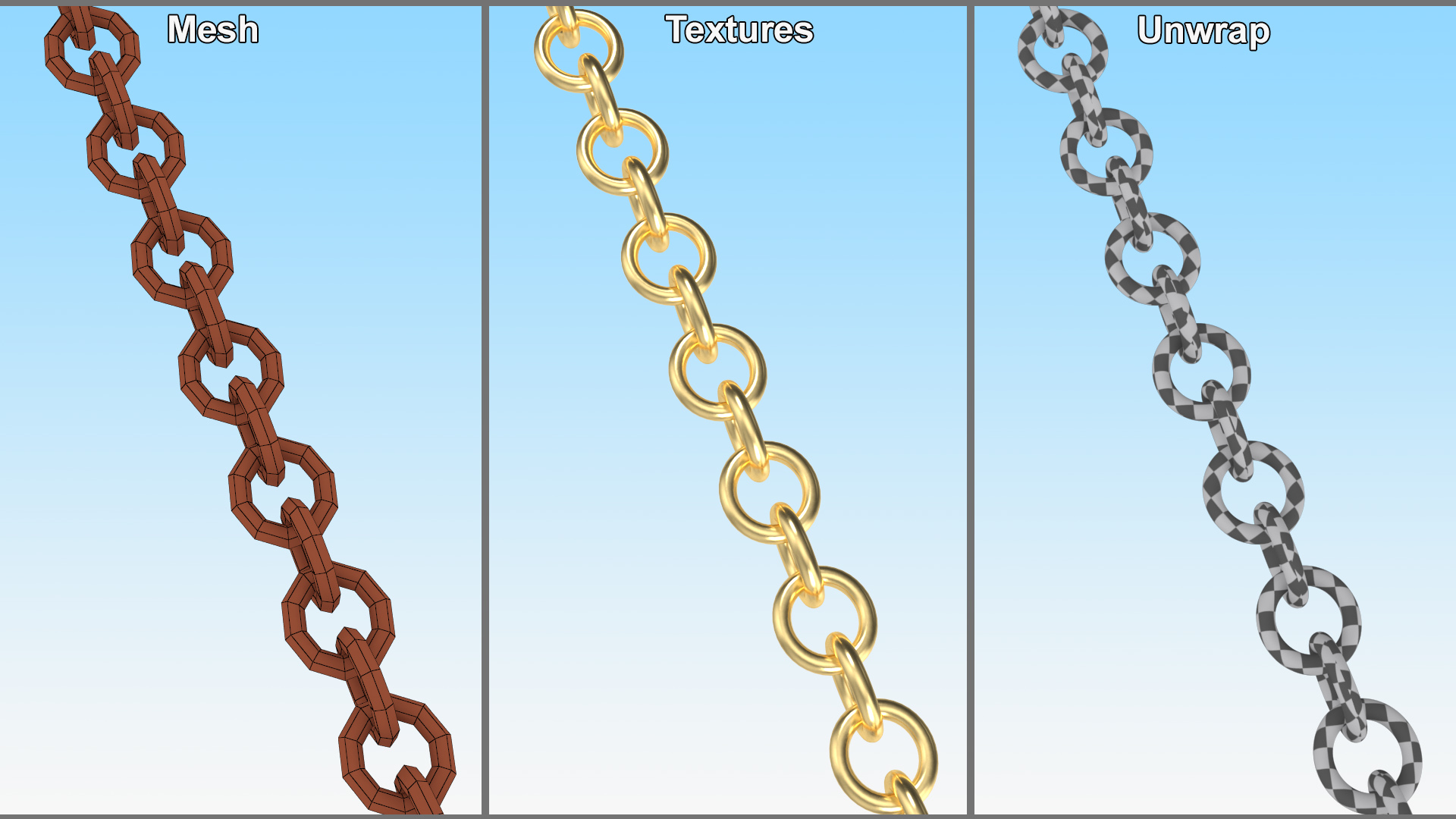 3D Golden Cable Chain model