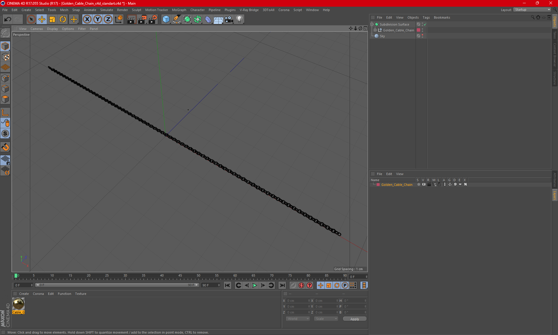 3D Golden Cable Chain model