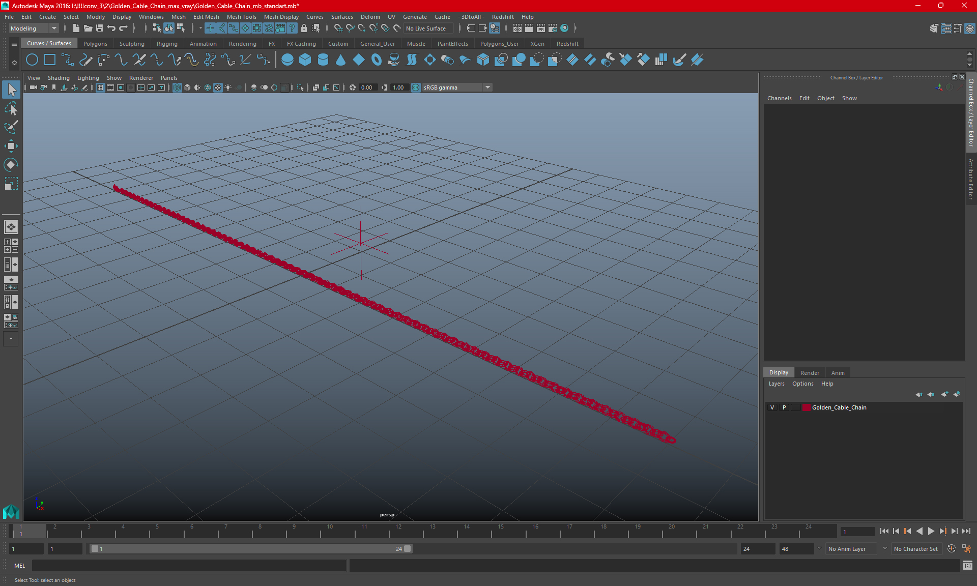 3D Golden Cable Chain model