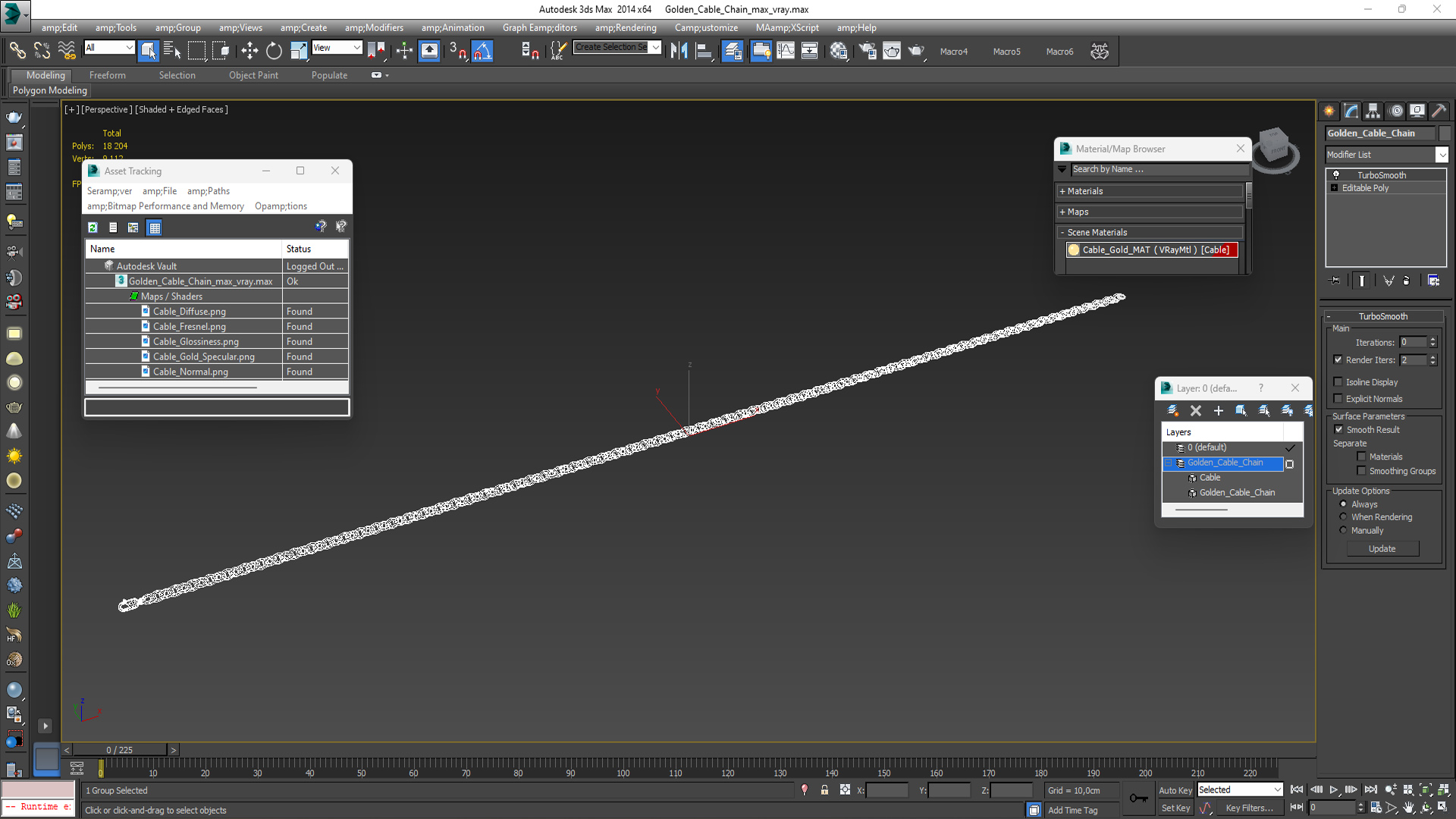 3D Golden Cable Chain model