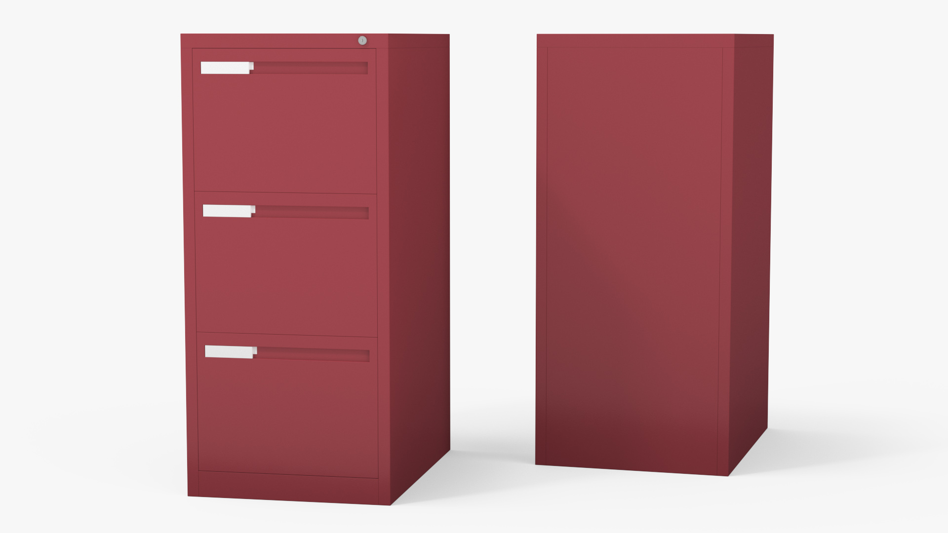 Filing Cabinet 3 Drawer Red 3D