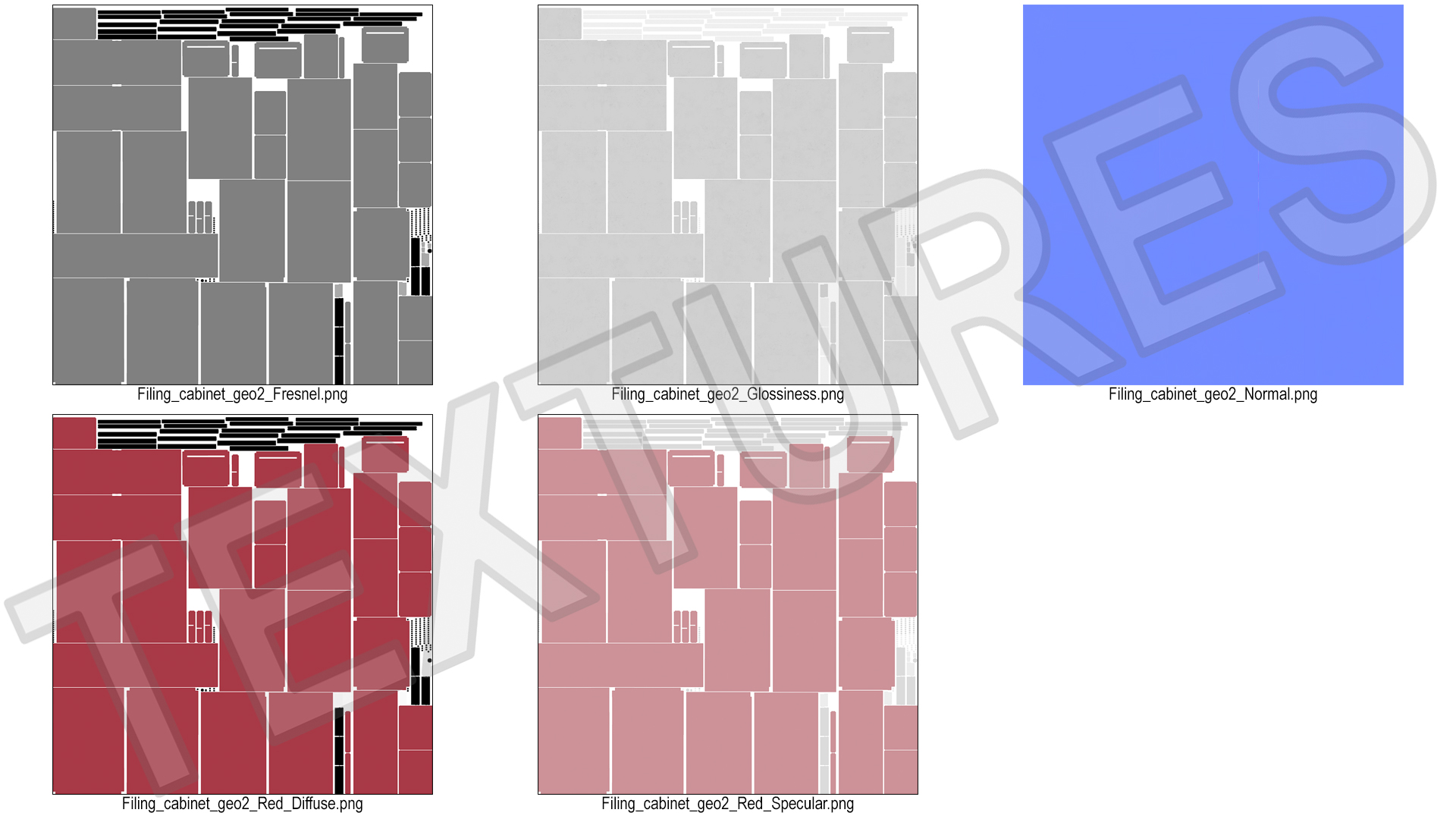 Filing Cabinet 3 Drawer Red 3D