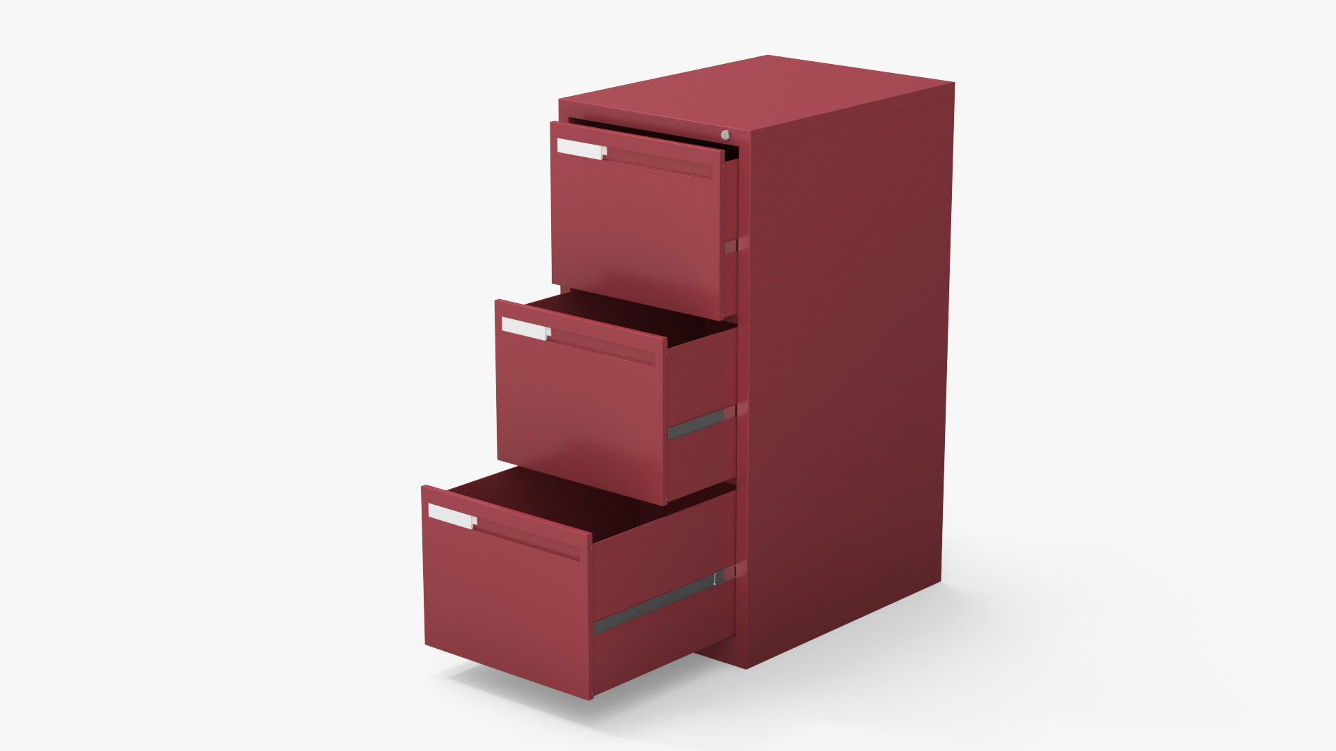 Filing Cabinet 3 Drawer Red 3D
