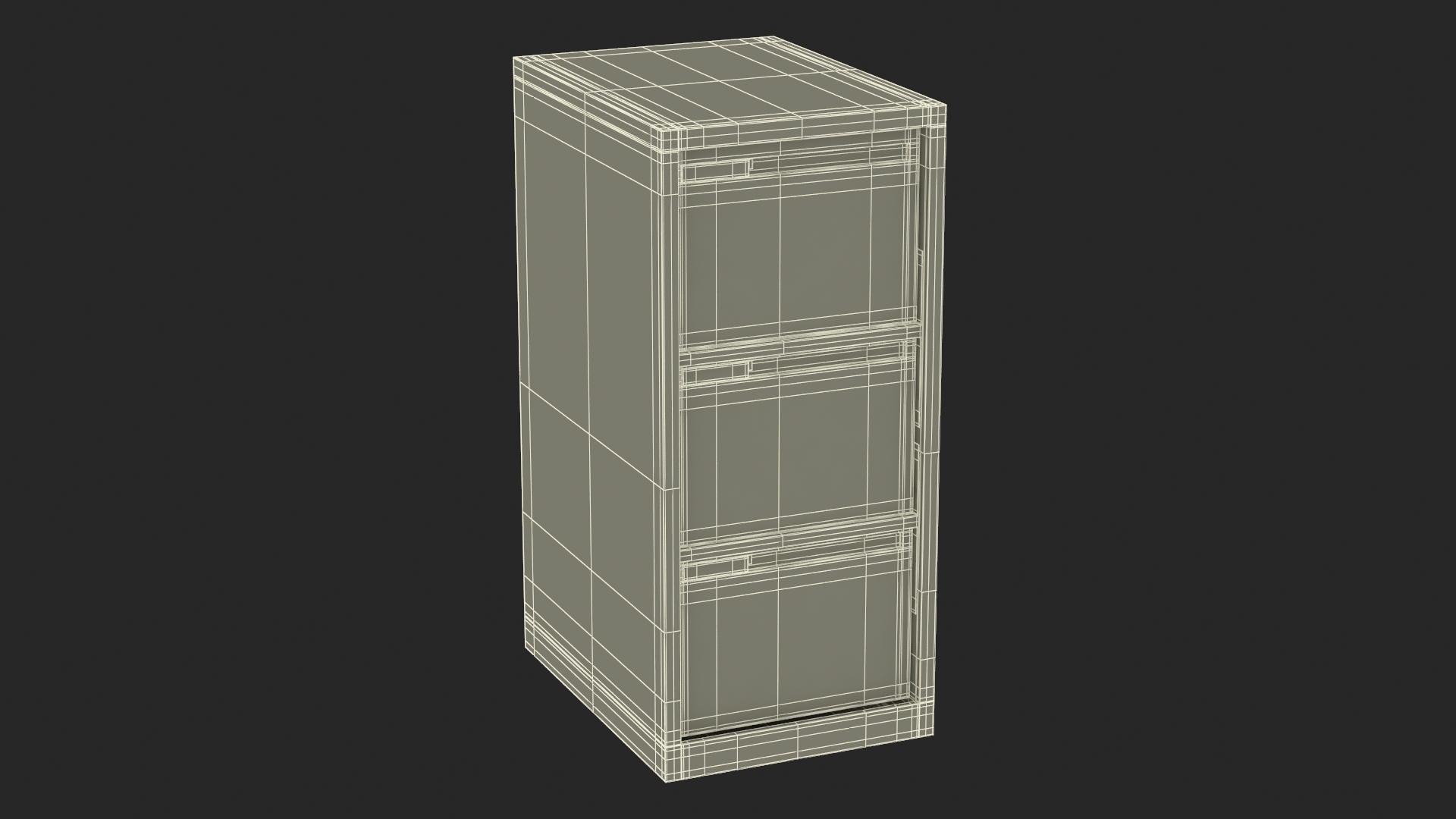 Filing Cabinet 3 Drawer Red 3D