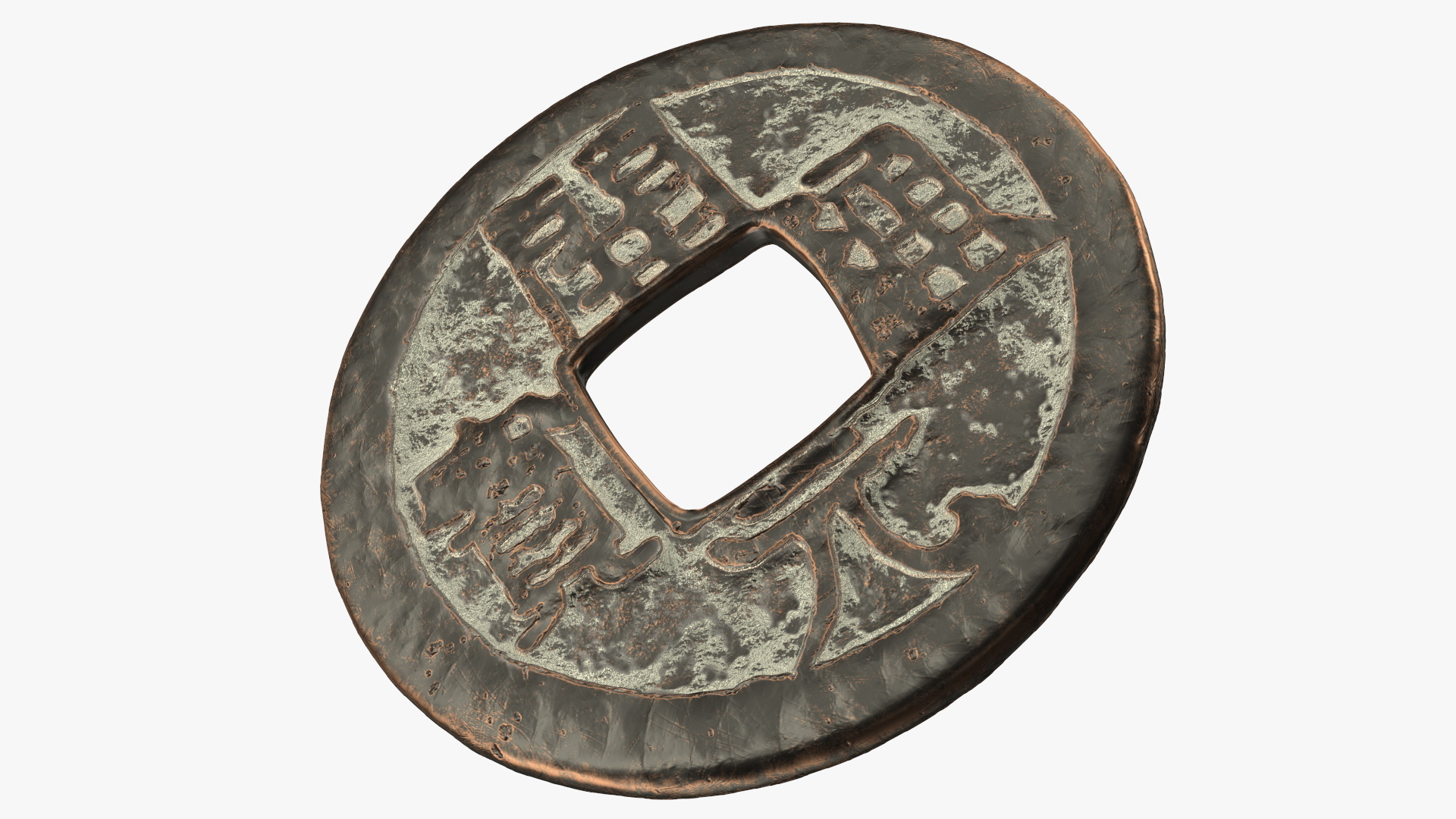 3D model Chinese Coin Dynasty Kai Yuan Tong Bao Copper