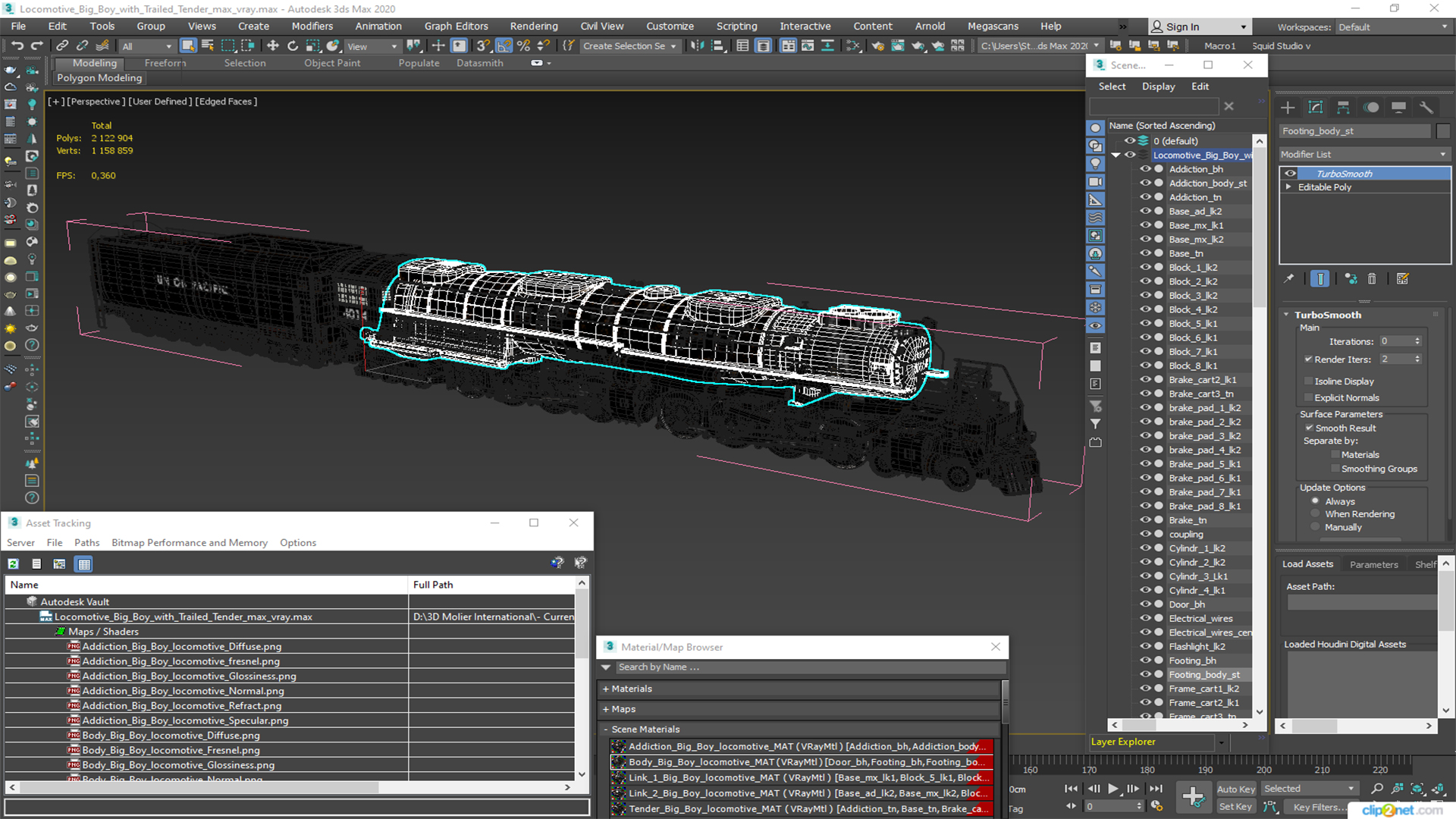 3D Locomotive Big Boy with Trailed Tender model