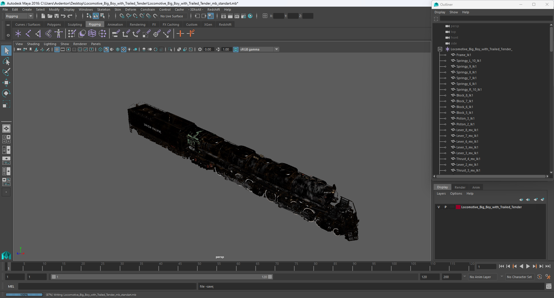 3D Locomotive Big Boy with Trailed Tender model