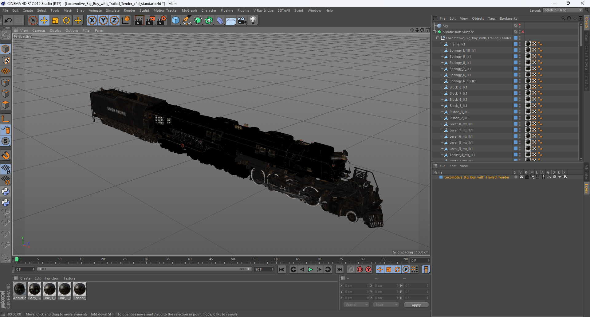 3D Locomotive Big Boy with Trailed Tender model