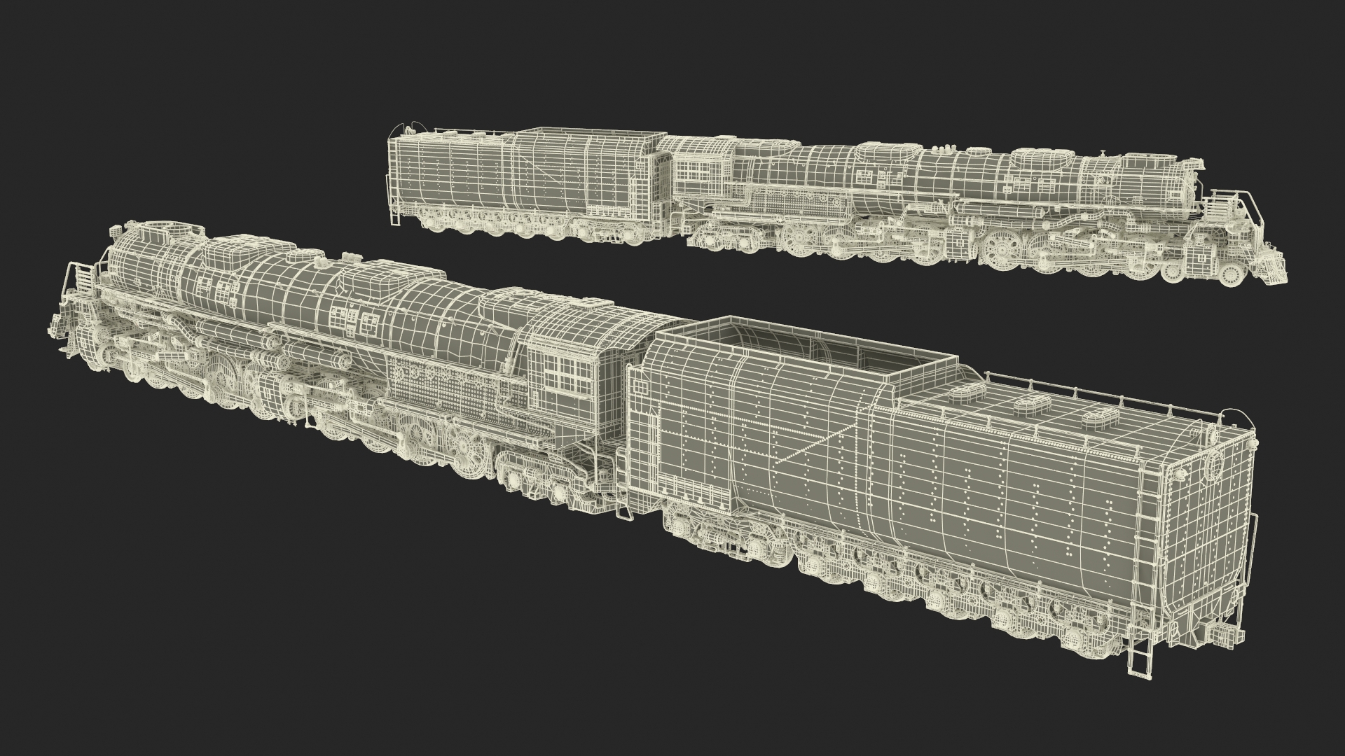 3D Locomotive Big Boy with Trailed Tender model