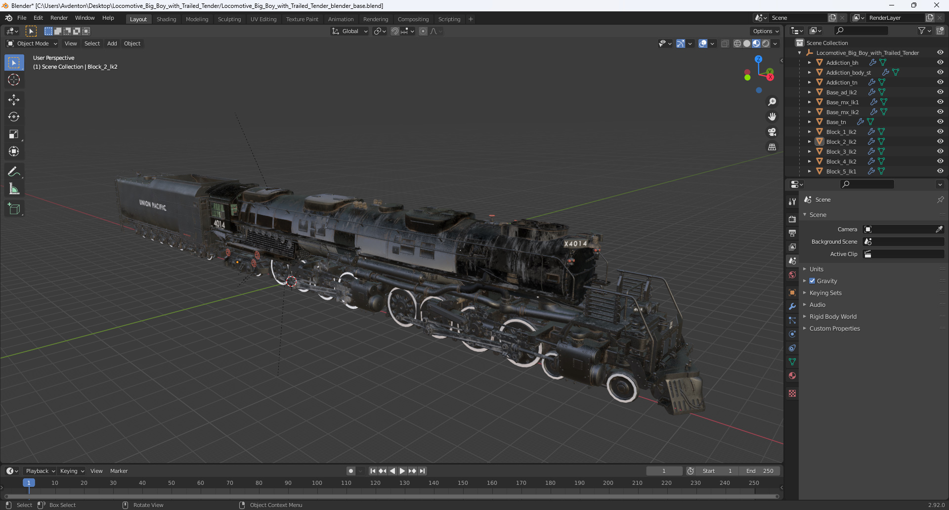 3D Locomotive Big Boy with Trailed Tender model