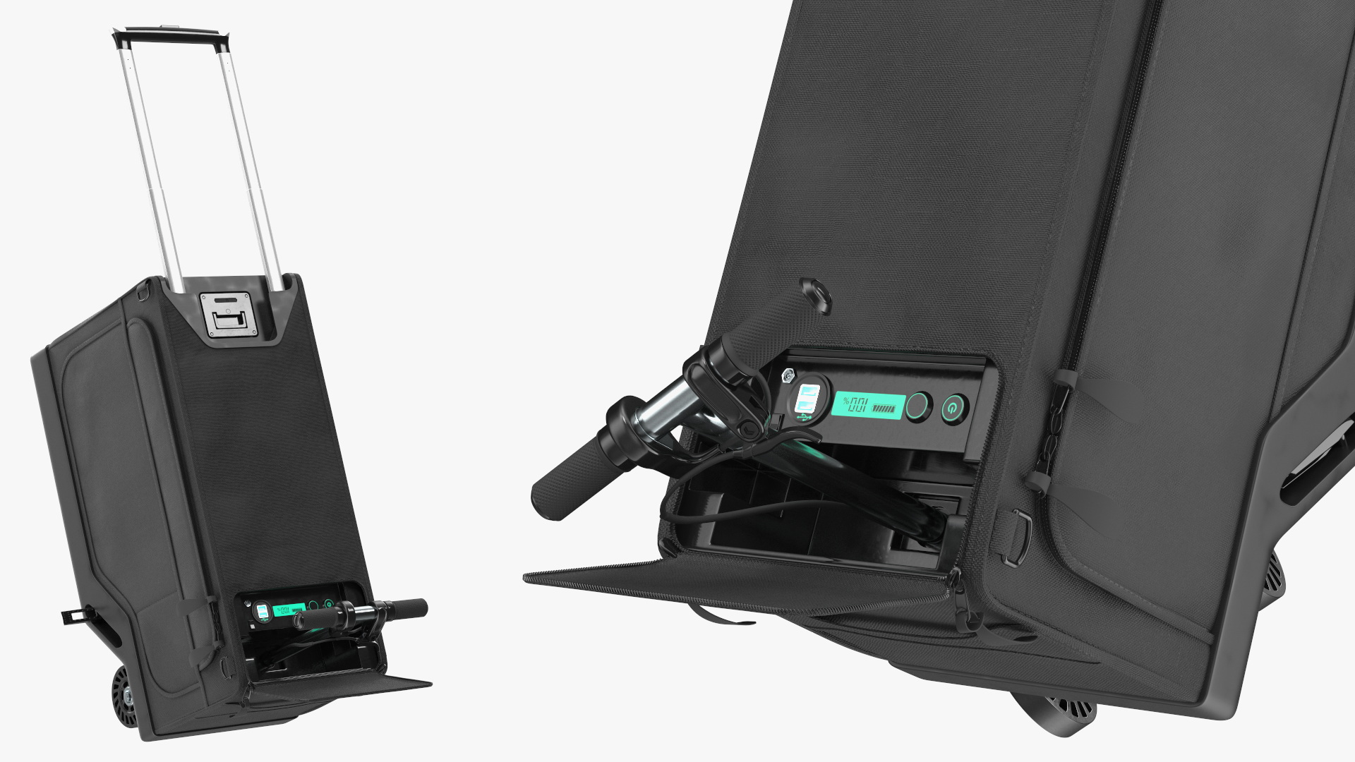 3D Motorized Rideable Carry on Luggage Rigged for Maya