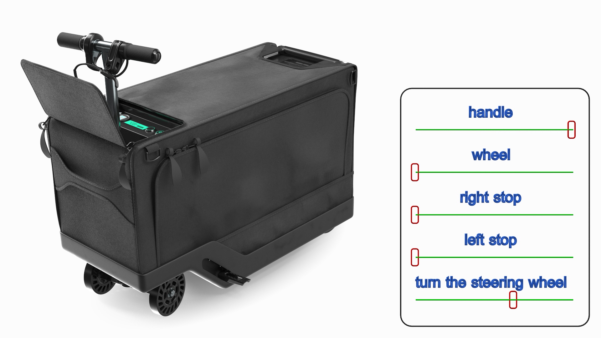 3D Motorized Rideable Carry on Luggage Rigged for Maya