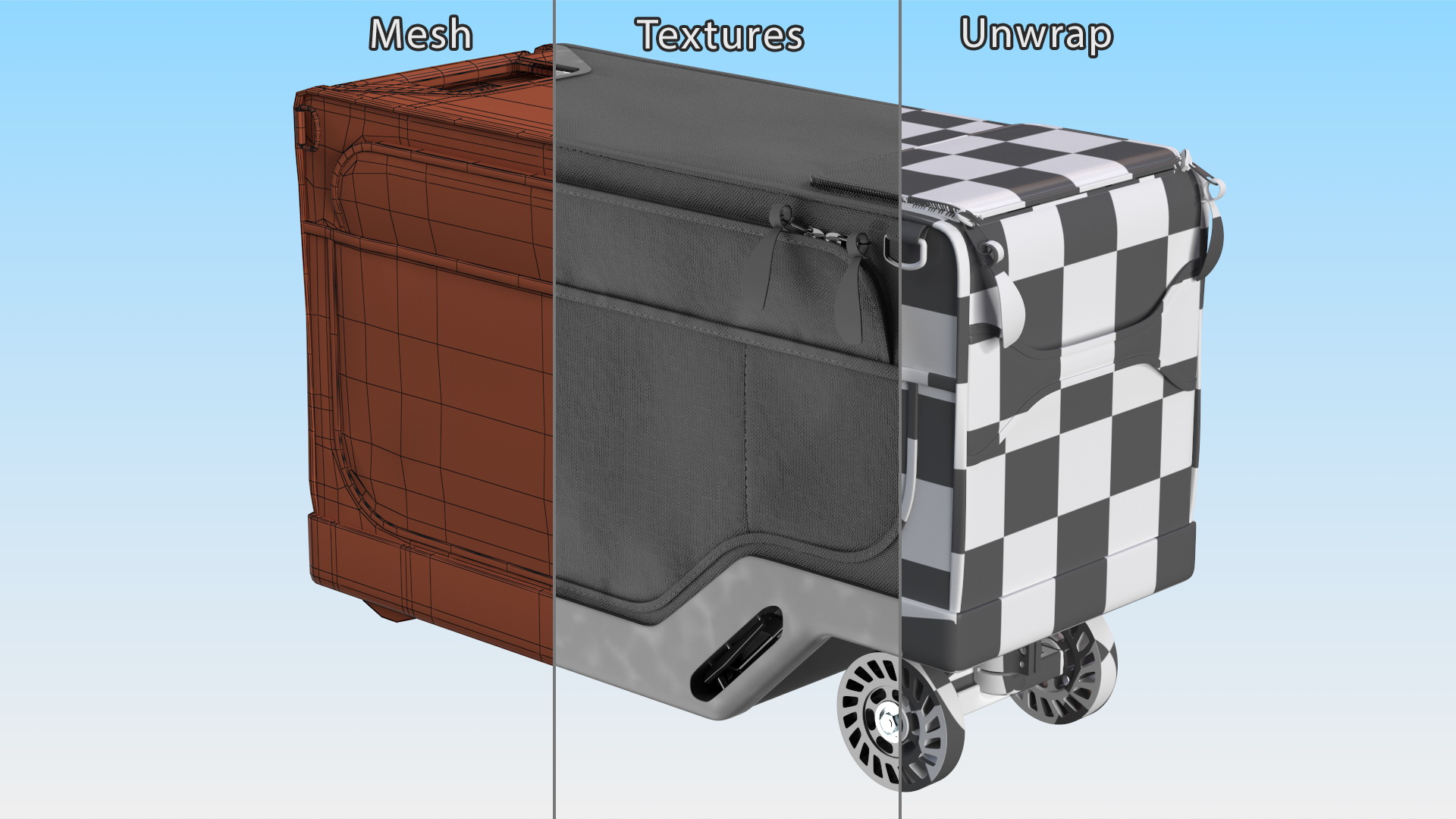 3D Motorized Rideable Carry on Luggage Rigged for Maya