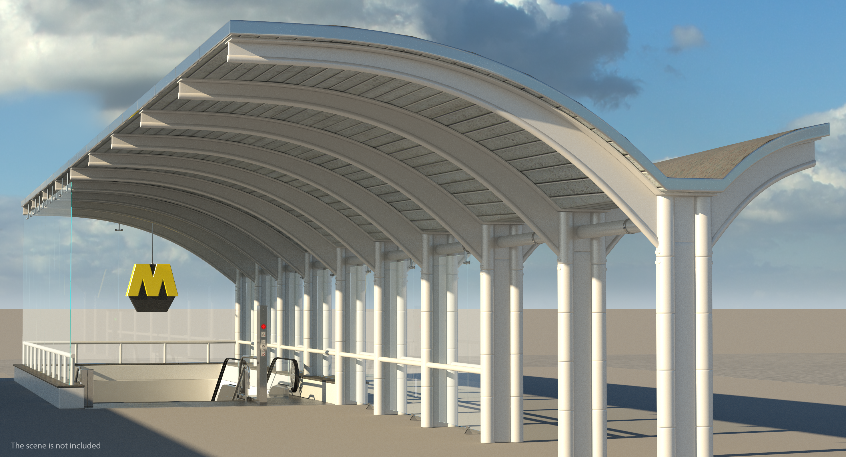 Bus Stop Carport 3D Model, view 3