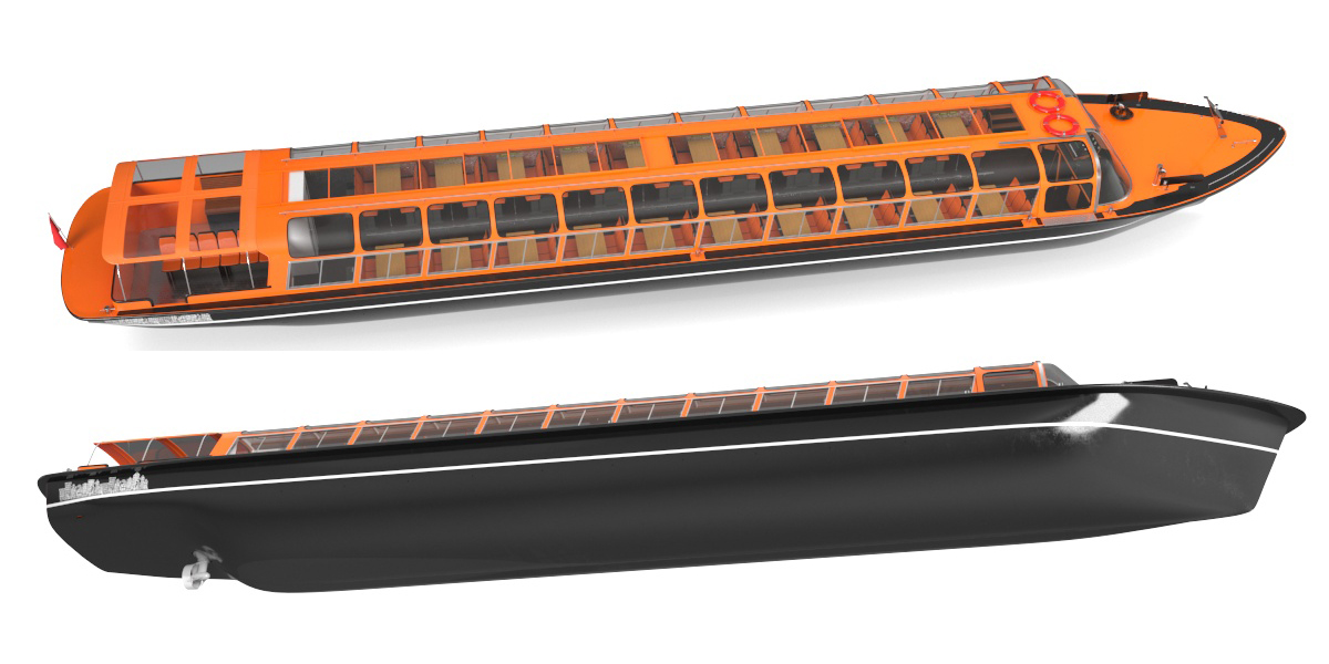 3D model Pleasure Boat Glass Top Orange