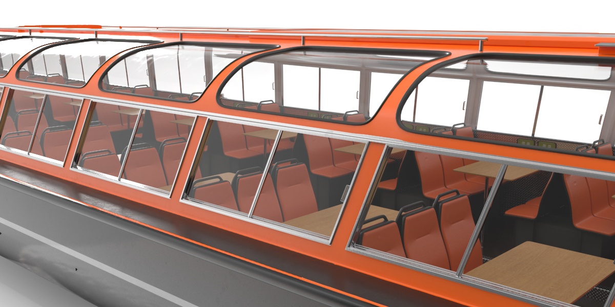 3D model Pleasure Boat Glass Top Orange