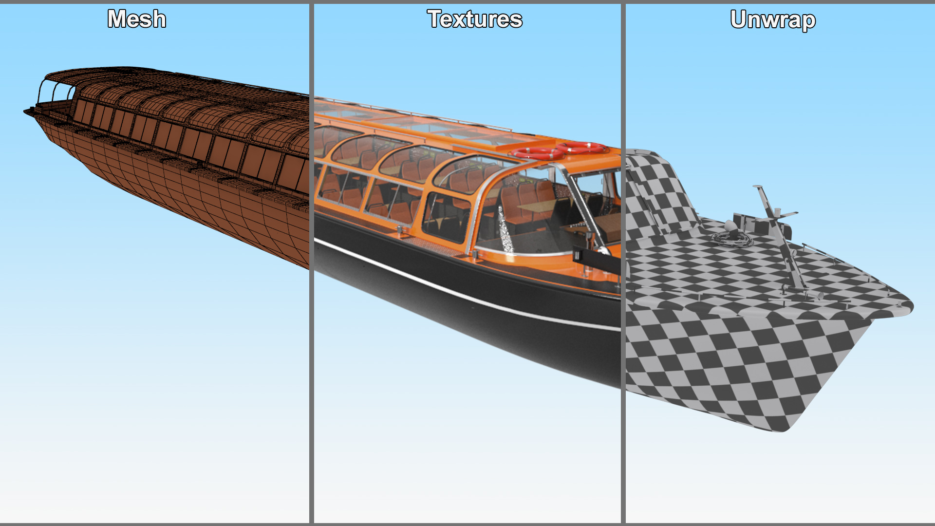 3D model Pleasure Boat Glass Top Orange