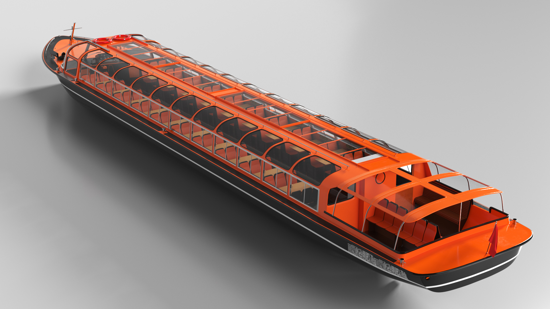 3D model Pleasure Boat Glass Top Orange