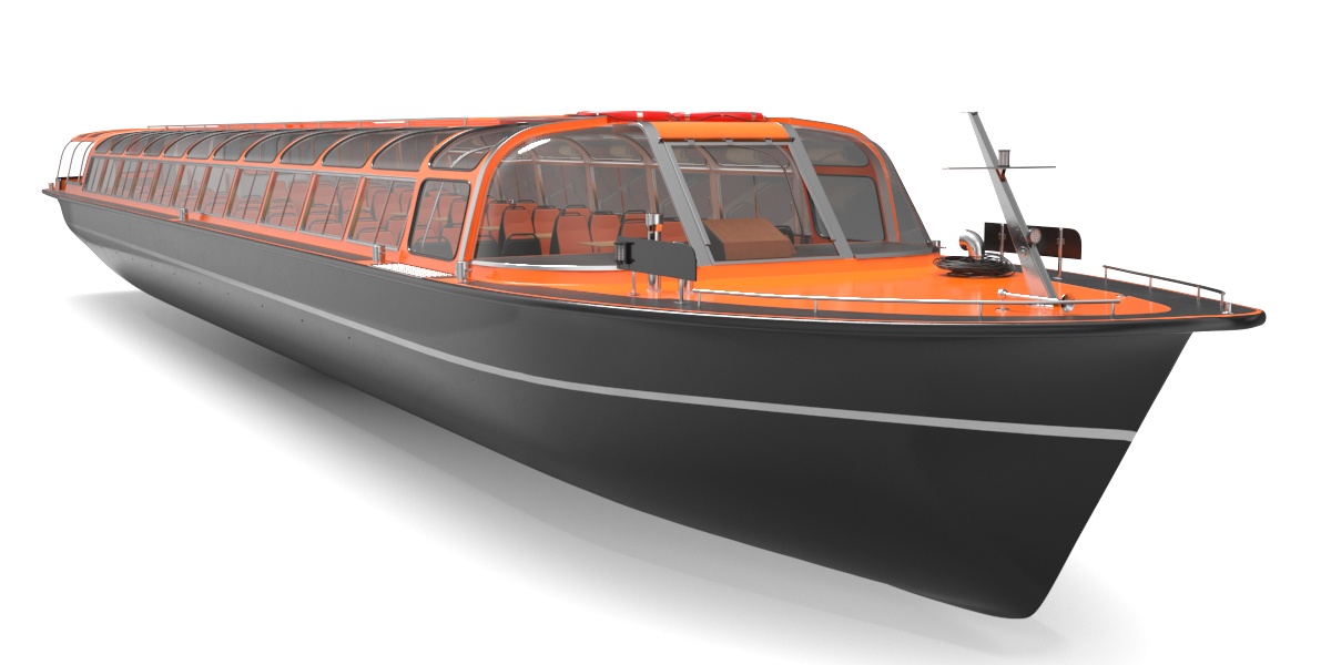 3D model Pleasure Boat Glass Top Orange