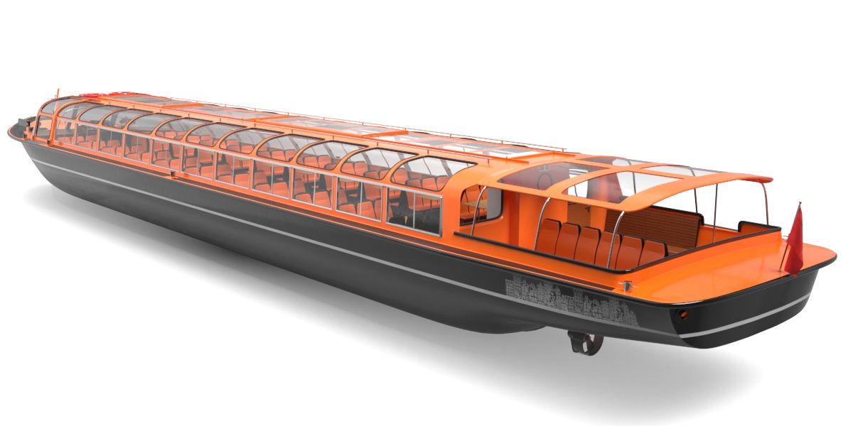 3D model Pleasure Boat Glass Top Orange