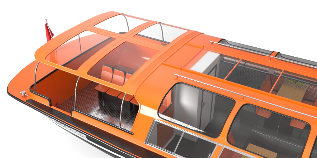 3D model Pleasure Boat Glass Top Orange
