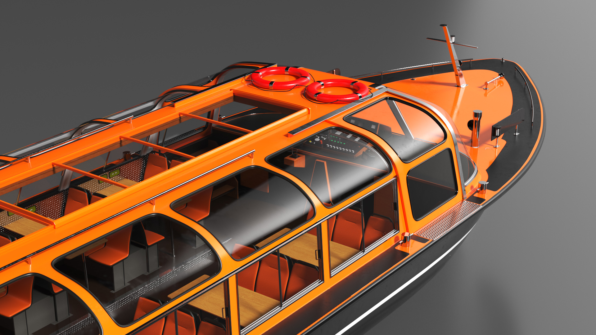 3D model Pleasure Boat Glass Top Orange
