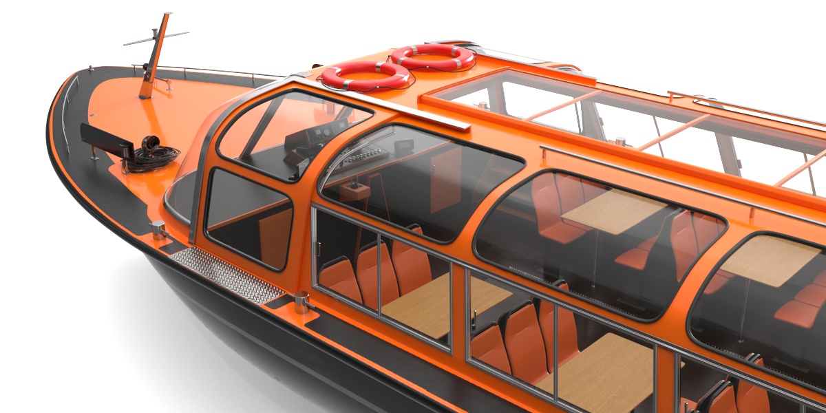 3D model Pleasure Boat Glass Top Orange